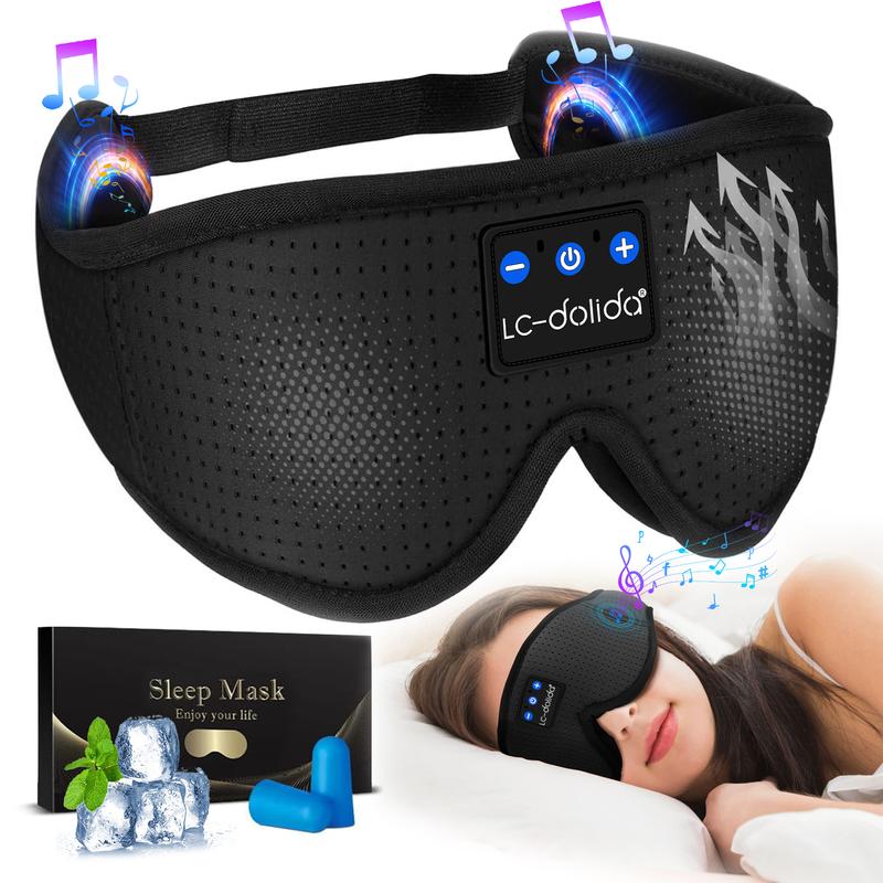 Sleep Mask with Bluetooth Headphones, Sleep Mask 3D Sleeping for Side Sleepers, Eye Cover Blindfold for Travel Nap Yoga, Black,Pink