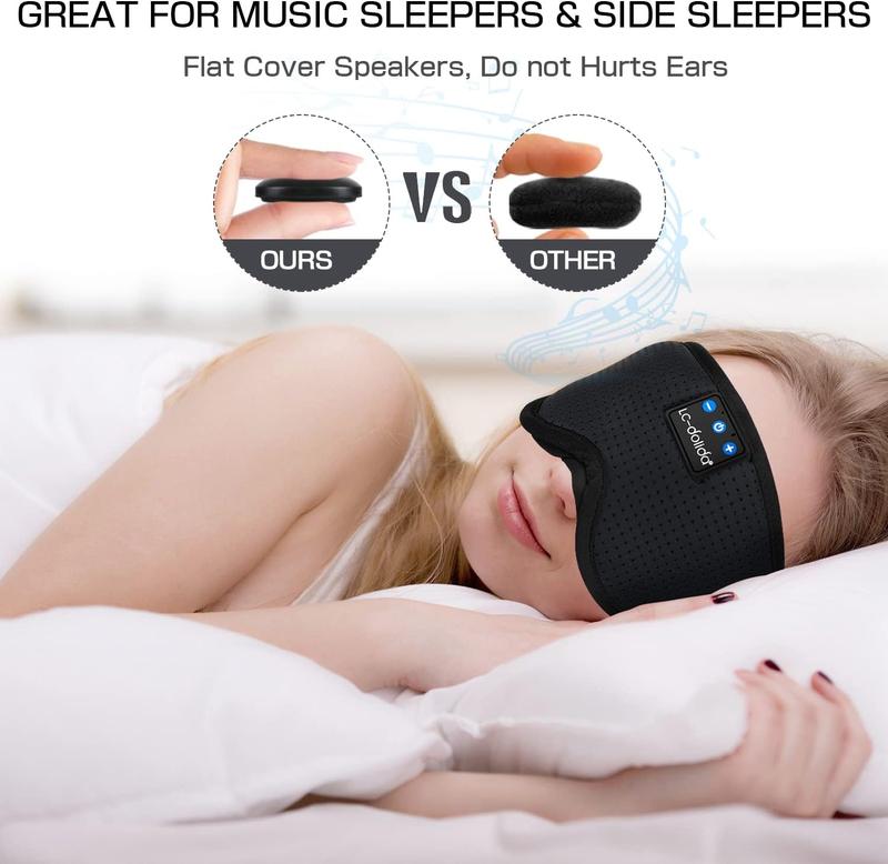 Sleep Mask with Bluetooth Headphones, Sleep Mask 3D Sleeping for Side Sleepers, Eye Cover Blindfold for Travel Nap Yoga, Black,Pink