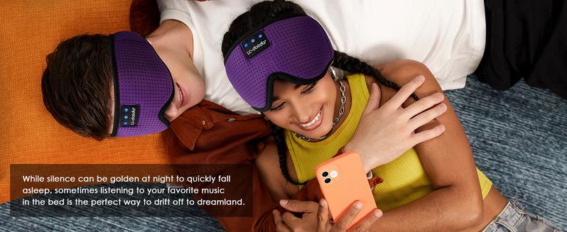Silk Sleep Mask Bluetooth Wireless Music Eye Mask Sleeping Headphones for Side Sleepers Sleep Mask with Bluetooth Headphones