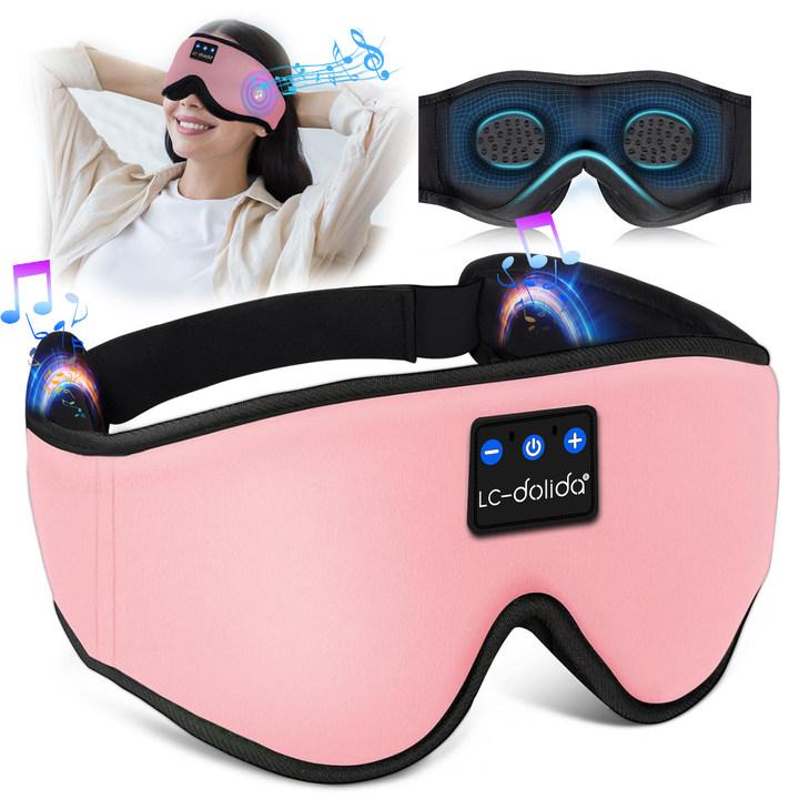 LC-dolida Sleeping Headphones for Side Sleepers Headband Sleep Mask with Bluetooth Headphones Ultra-Thin Stereo Sleep Mask Bluetooth Wireless Music Eye Mask