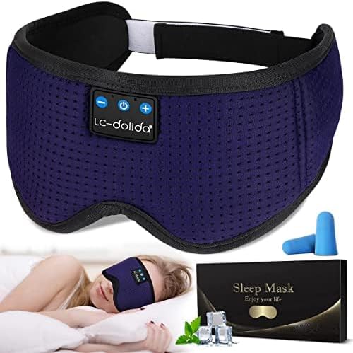 LC-dolida Sleep Mask with Bluetooth Headphones Bluetooth Sleep Mask Sleep Headphones,3D Eye Mask for Sleeping Mask Music Sleeping Headphones for Side Sleepers Meditation Gifts Gadgets for Men Women