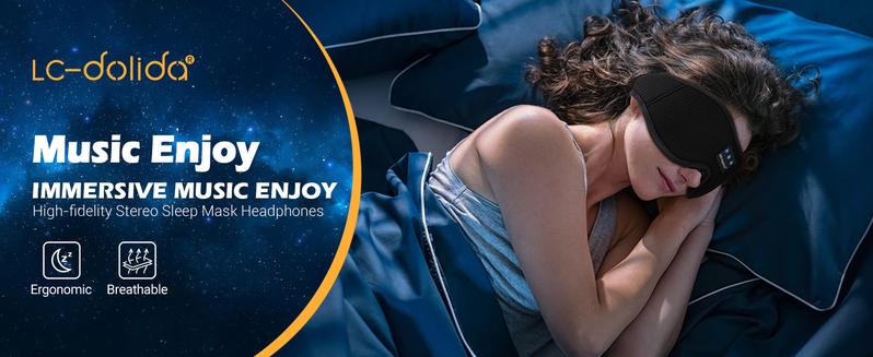 Sleep Mask with Bluetooth Headphones, Sleep Mask 3D Sleeping for Side Sleepers, Eye Cover Blindfold for Travel Nap Yoga, Black,Pink