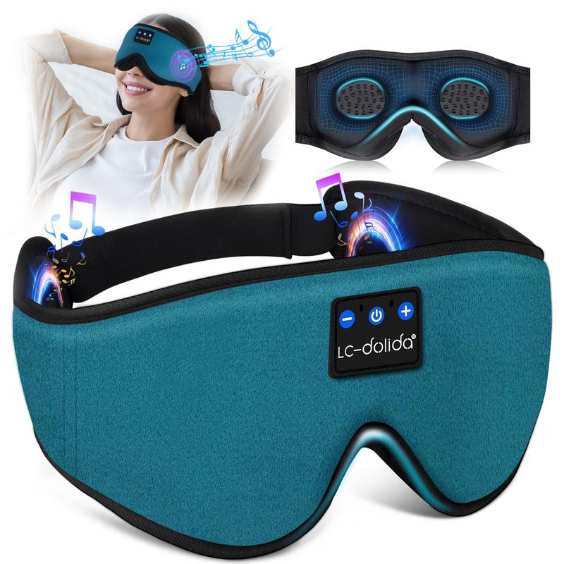 LC-dolida Sleeping Headphones for Side Sleepers Headband Sleep Mask with Bluetooth Headphones Ultra-Thin Stereo Sleep Mask Bluetooth Wireless Music Eye Mask