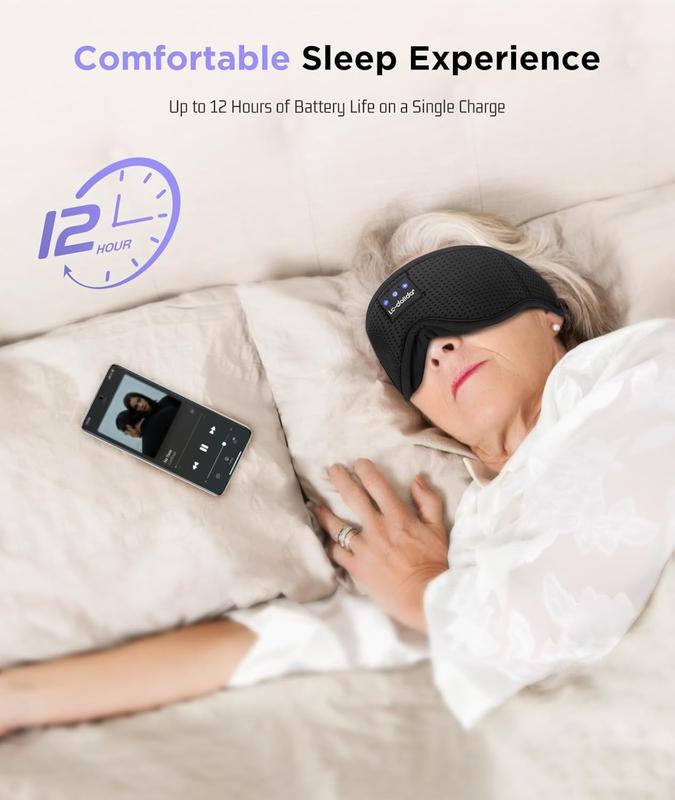 3D Sleep Mask with Bluetooth Headphones for Side Sleepers Comfortable Eye Mask for Travel, Nap, Yoga