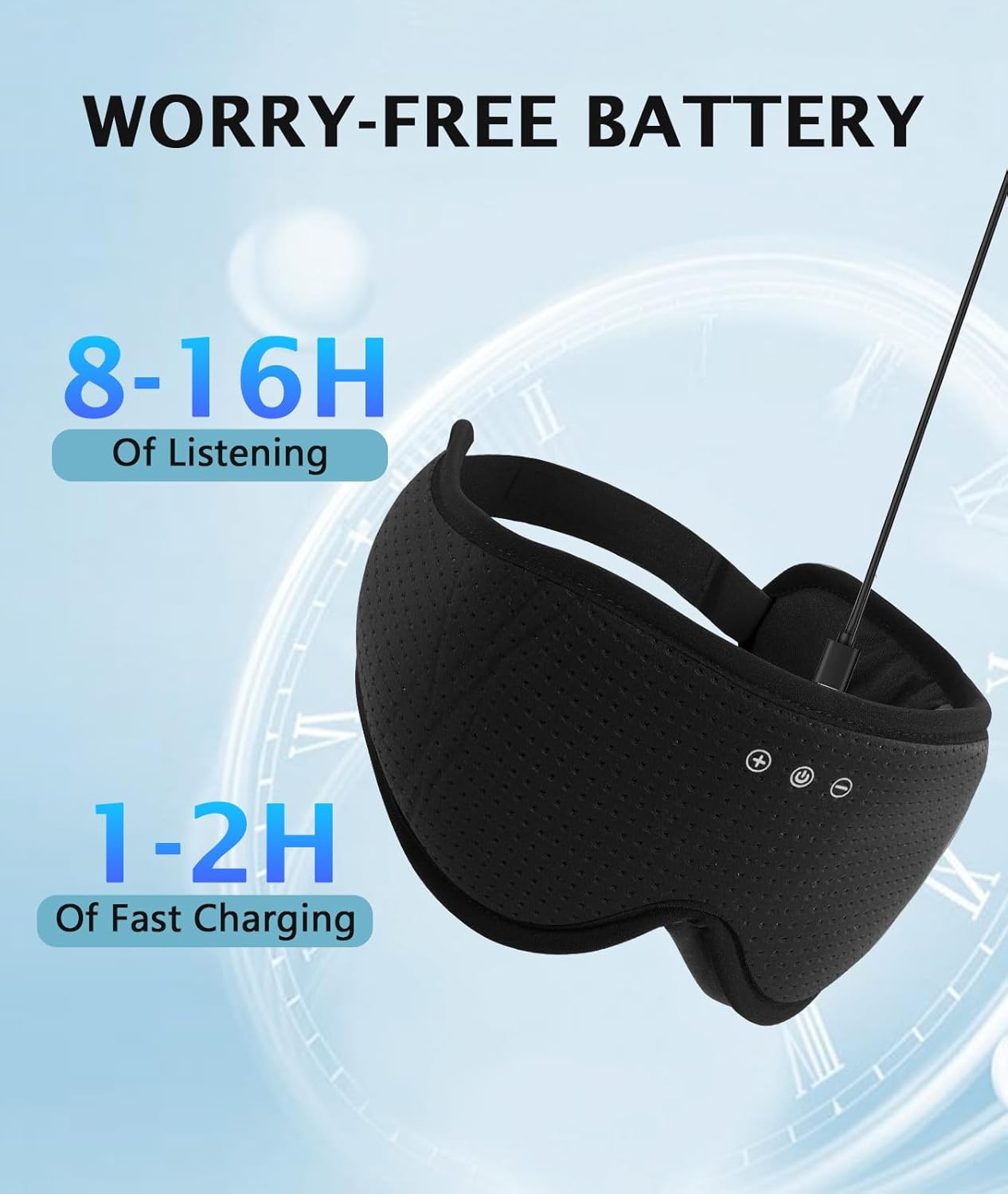 LC-dolida Sleep Headphones Bluetooth 5.4 3D Sleep Mask, up to 15-Hour Stand-by Bluetooth Eye Masks, Wireless Earphones Eye Mask for Sleeping,Cool Tech Gadget Travel Essentials 2 Replaceable 3D Eye Cup pads
