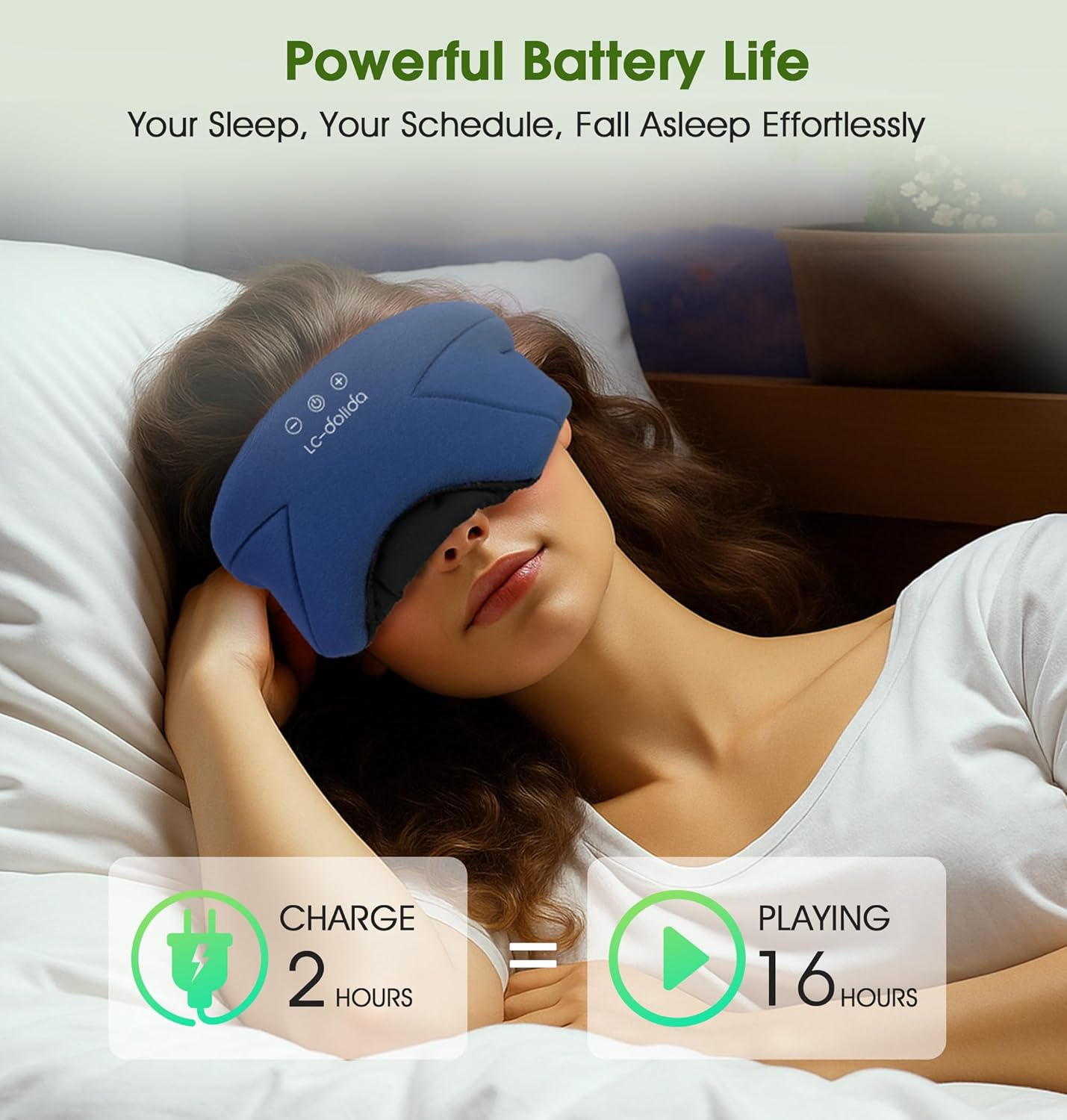 Sleep Mask with Headphones Bluetooth 5.4, LC-dolida Wireless Music Eye Mask for Sleeping Headphones with Soft Bamboo Cotton Cooling Breathable,Ultra-Thin Stereo Speaker for Side Sleepers-Blue