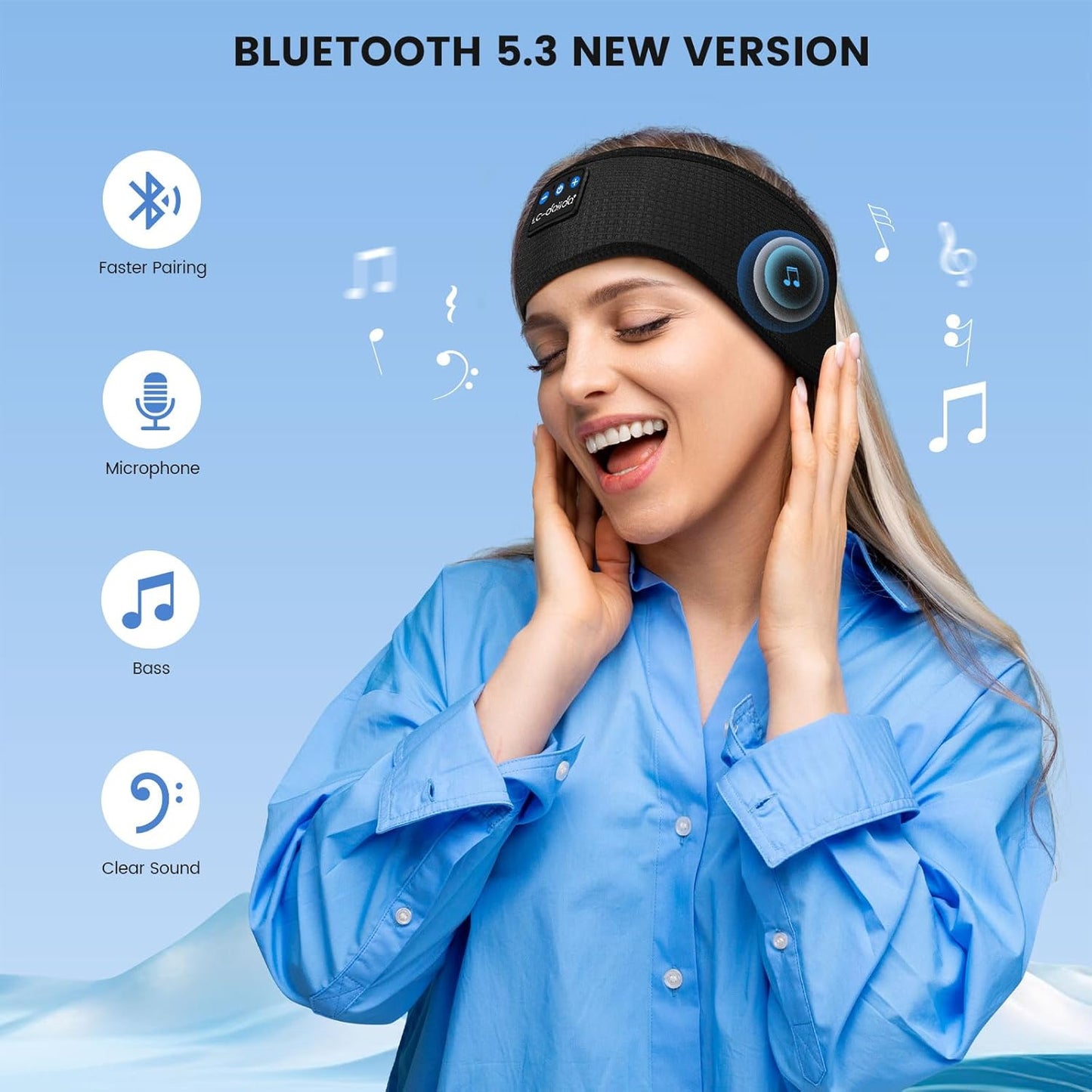 Cuffie per dormire LC-dolida Bluetooth, cuffie per dormire wireless con altoparlanti stereo HD sottili, perfette per chi dorme su un fianco, sport, viaggi, regali migliori per uomini e donne.