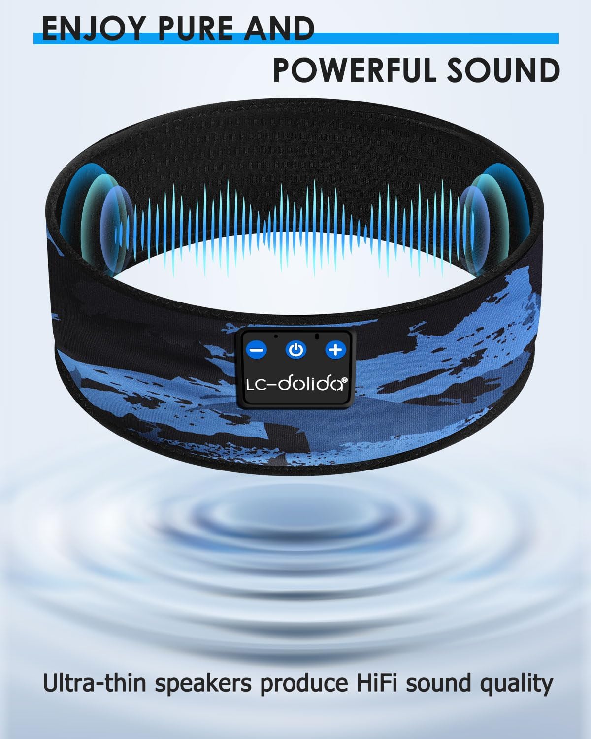 LC-dolida Sleep Headphones Bluetooth 5.4 Headband, Sports Wireless Earphones with Ultra-Thin HD Stereo Speaker Sweat Resistant Earbuds Sleeping Headphone for Workout Running Cool Gadgets Unique Gifts