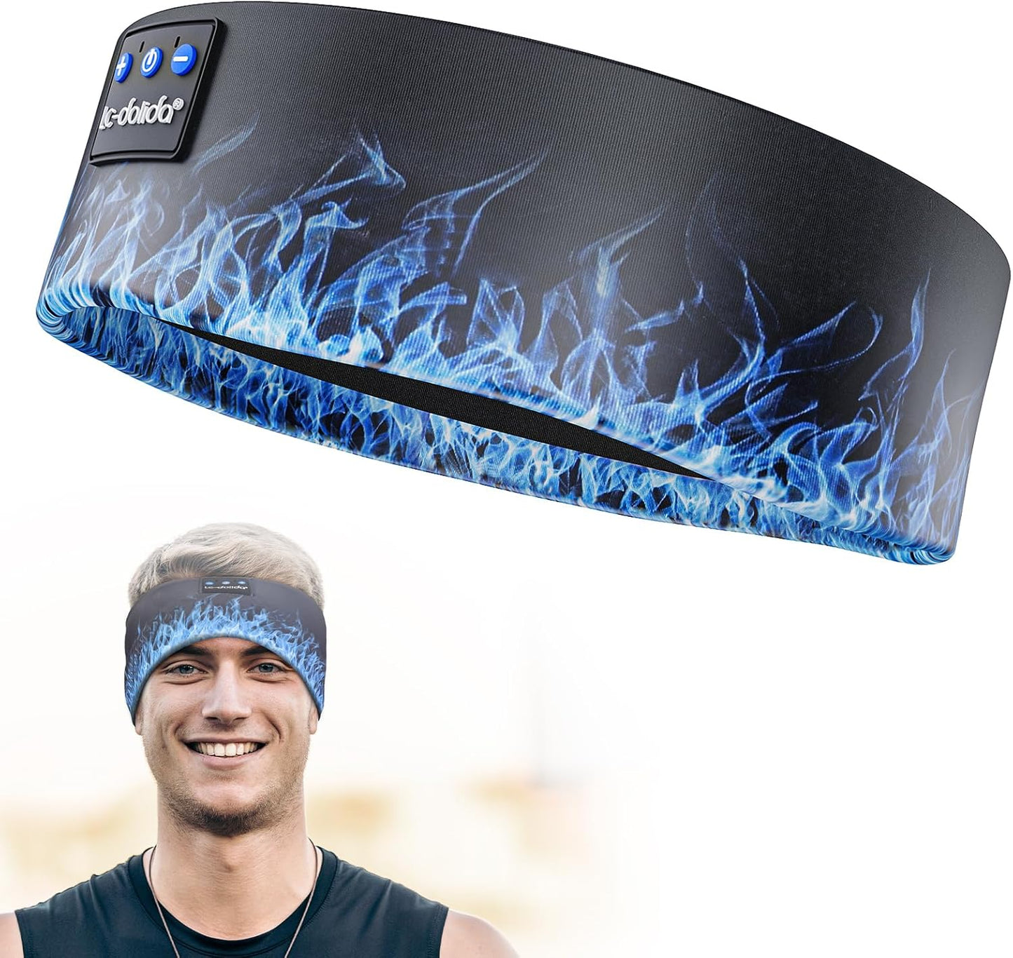 LC-dolida Bluetooth Headband 5.4, Sports Headband Headphones with Thin HD Speakers, Sleep Headphones Soft Long Time Play Sports Headsets for Side Sleepers, Workout, Yoga, Travel, LC006