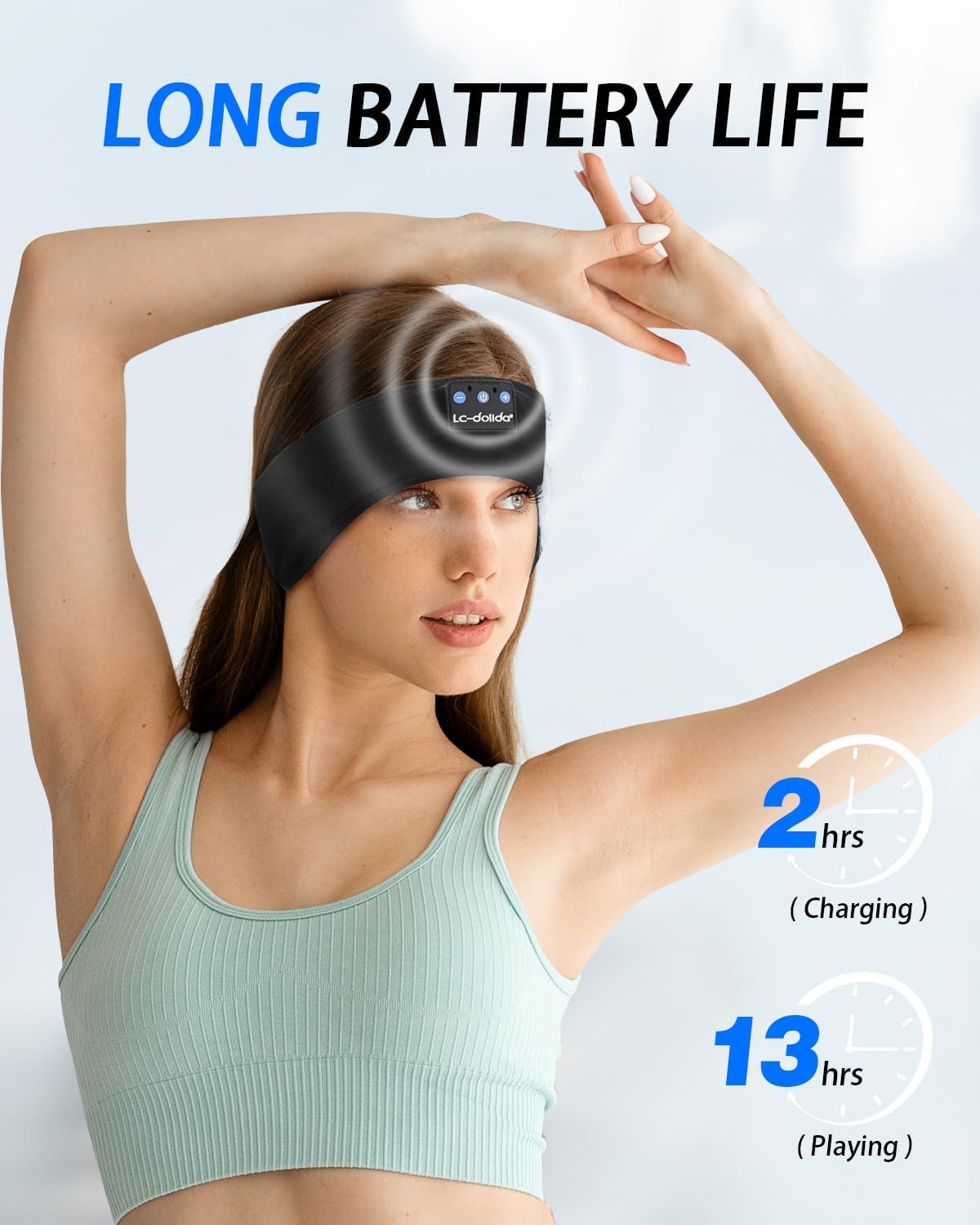 LC-dolida Headband Headphones Bluetooth Headband, Sleep Headphones Wireless Bluetooth with Ultra-Thin HD Stereo Speaker, Sleep Headband Earphones for Workout Yoga Insomnia Meditation Gifts