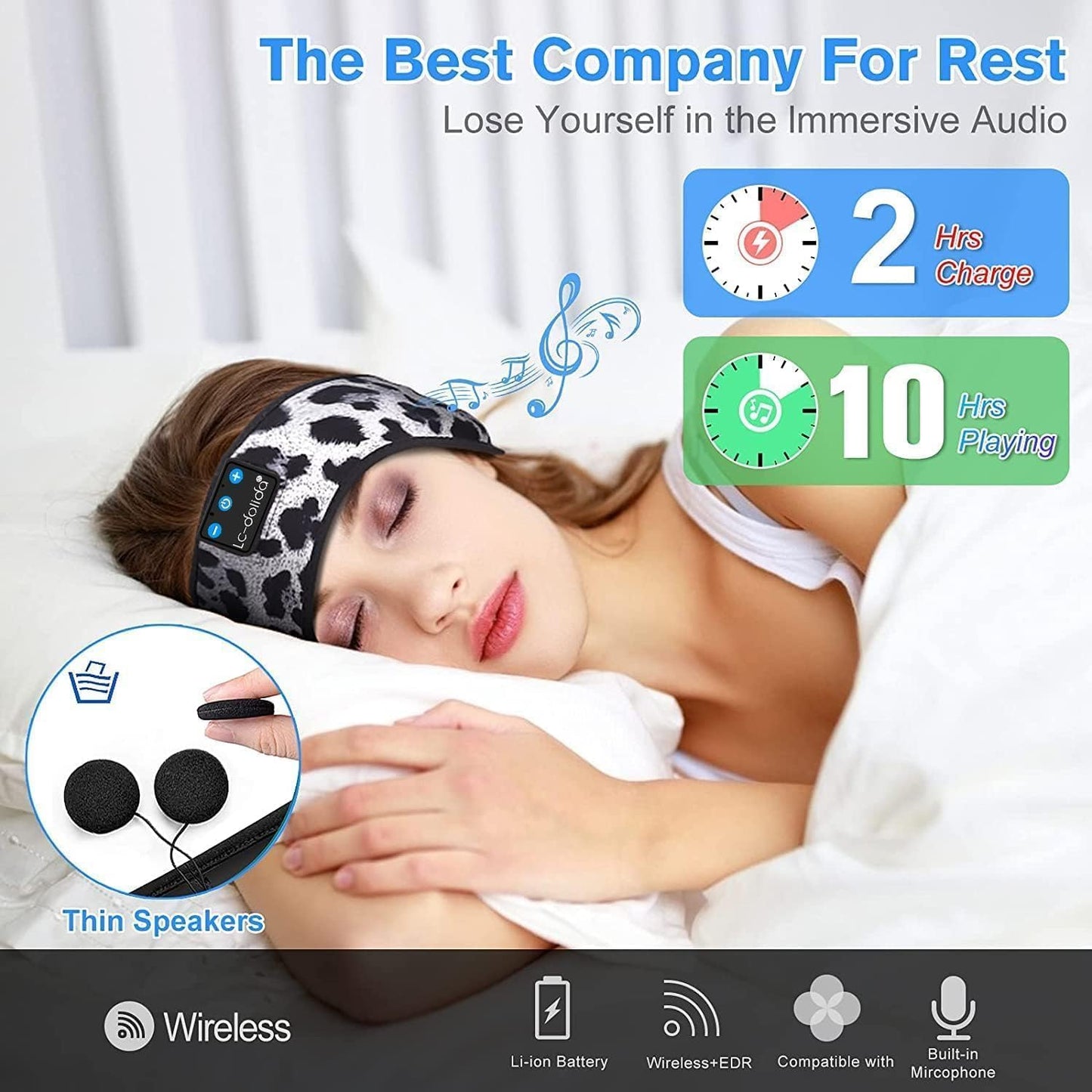 LC-dolida Sleep Headphones Bluetooth 5.4 Headband, Sports Wireless Earphones with Ultra-Thin HD Stereo Speaker Sweat Resistant Earbuds Sleeping Headphone for Workout Running Cool Gadgets Unique Gifts