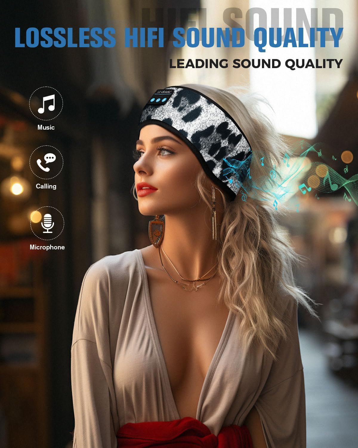 LC-dolida Sleep Headphones Bluetooth 5.4 Headband, Sports Wireless Earphones with Ultra-Thin HD Stereo Speaker Sweat Resistant Earbuds Sleeping Headphone for Workout Running Cool Gadgets Unique Gifts