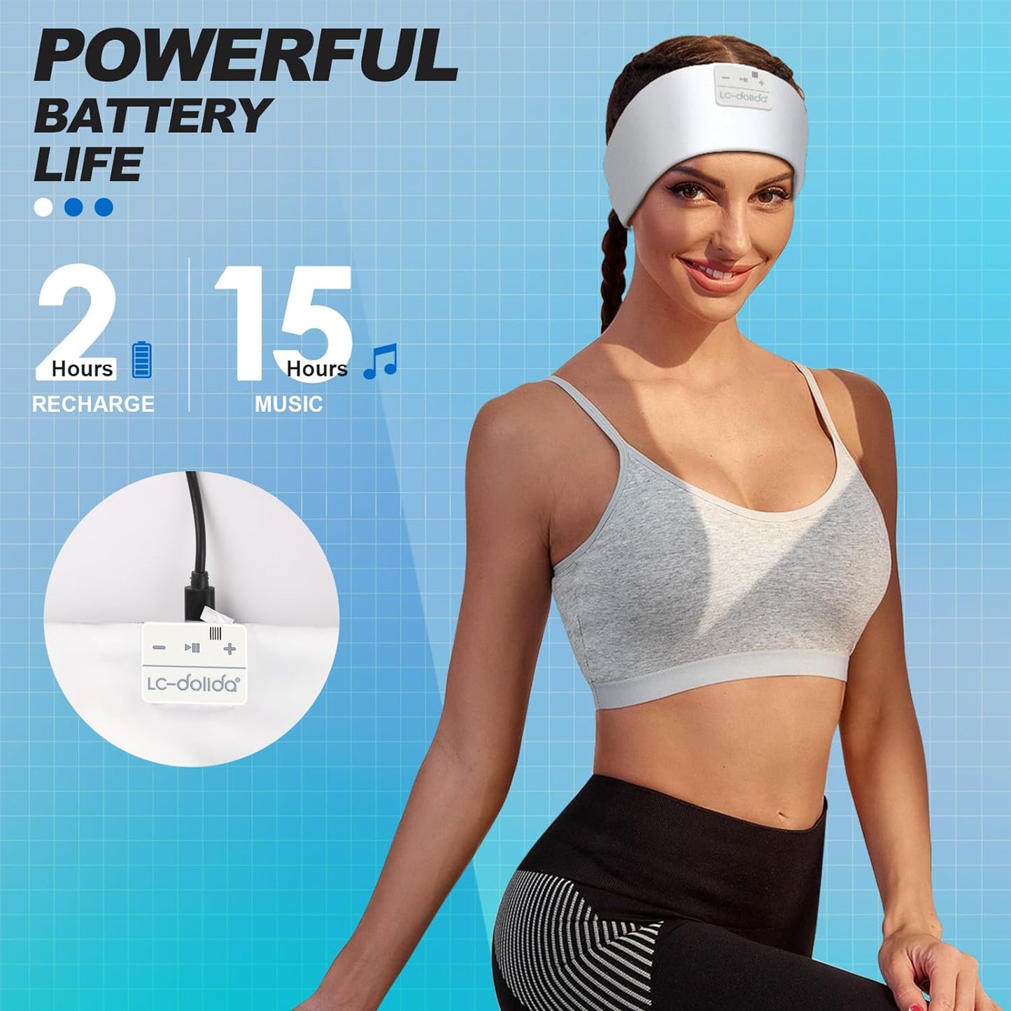 LC-dolida Sleep Headphones Bluetooth 5.2 | Headband Headphones Earphones Wireless | Sleep Mask for Sleeping, Sports, Gifts, Workout, Jogging, Yoga,Insomnia, Air Travel, Meditation