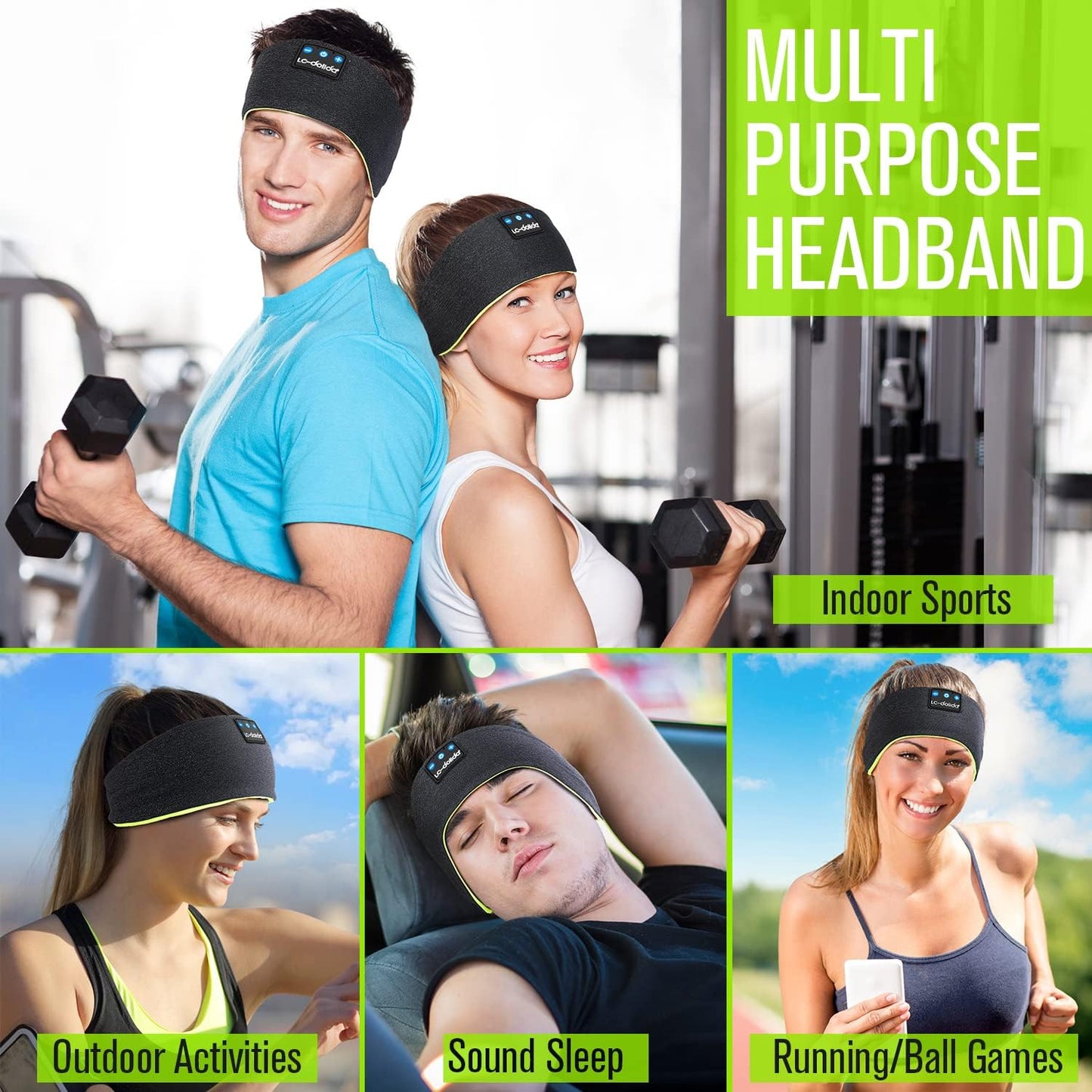 LC-dolida Sleep Headphones Bluetooth Headband, Wireless Earphones Built-in Speakers for Side Sleepers, Sleep Earbuds Gifts for Men, Women, Kids & Teens