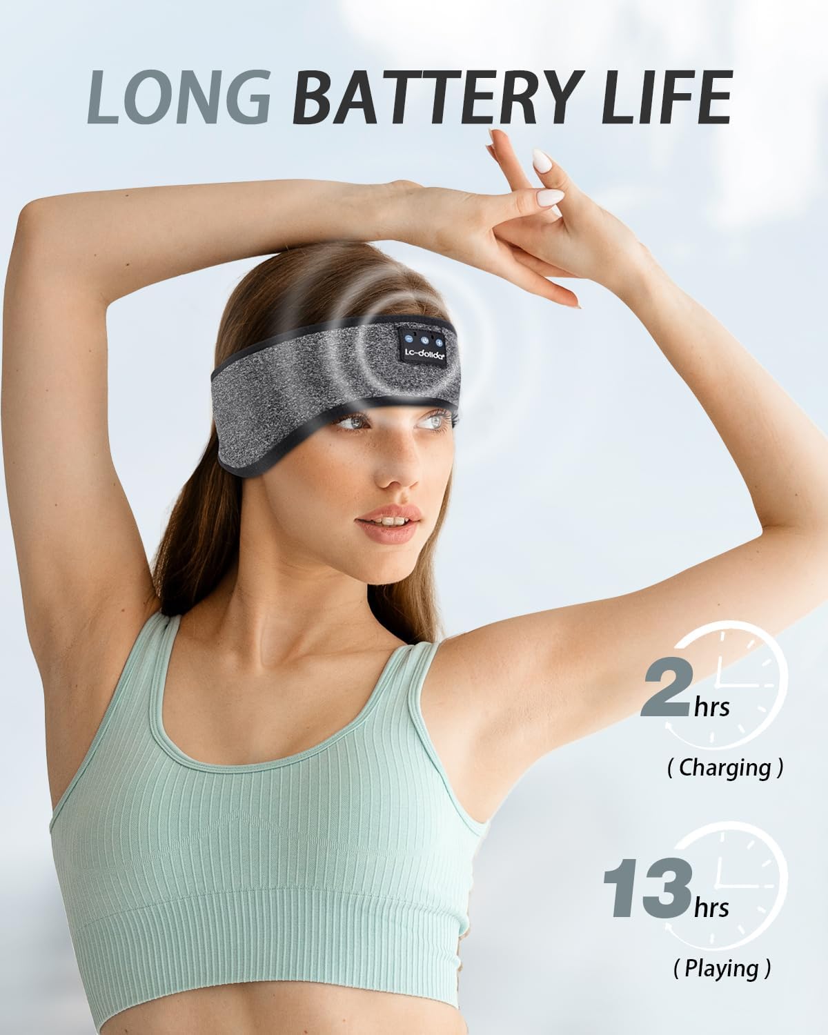 LC-dolida Sleep Headphones Headband Bluetooth 5.4, Sports Headband Earphones Wireless Ultra-Thin HD Stereo Speaker, Sleep Headband Earphones Wireless for Workout Yoga Insomnia Running Meditation Gifts