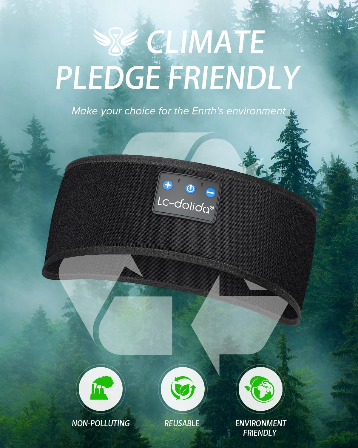 LC-dolida Sleep Headphones Bluetooth 5.4 Headband, Sports Wireless Earphones with Ultra-Thin HD Stereo Speaker Sweat Resistant Earbuds Sleeping Headphone for Workout Running Cool Gadgets Unique Gifts