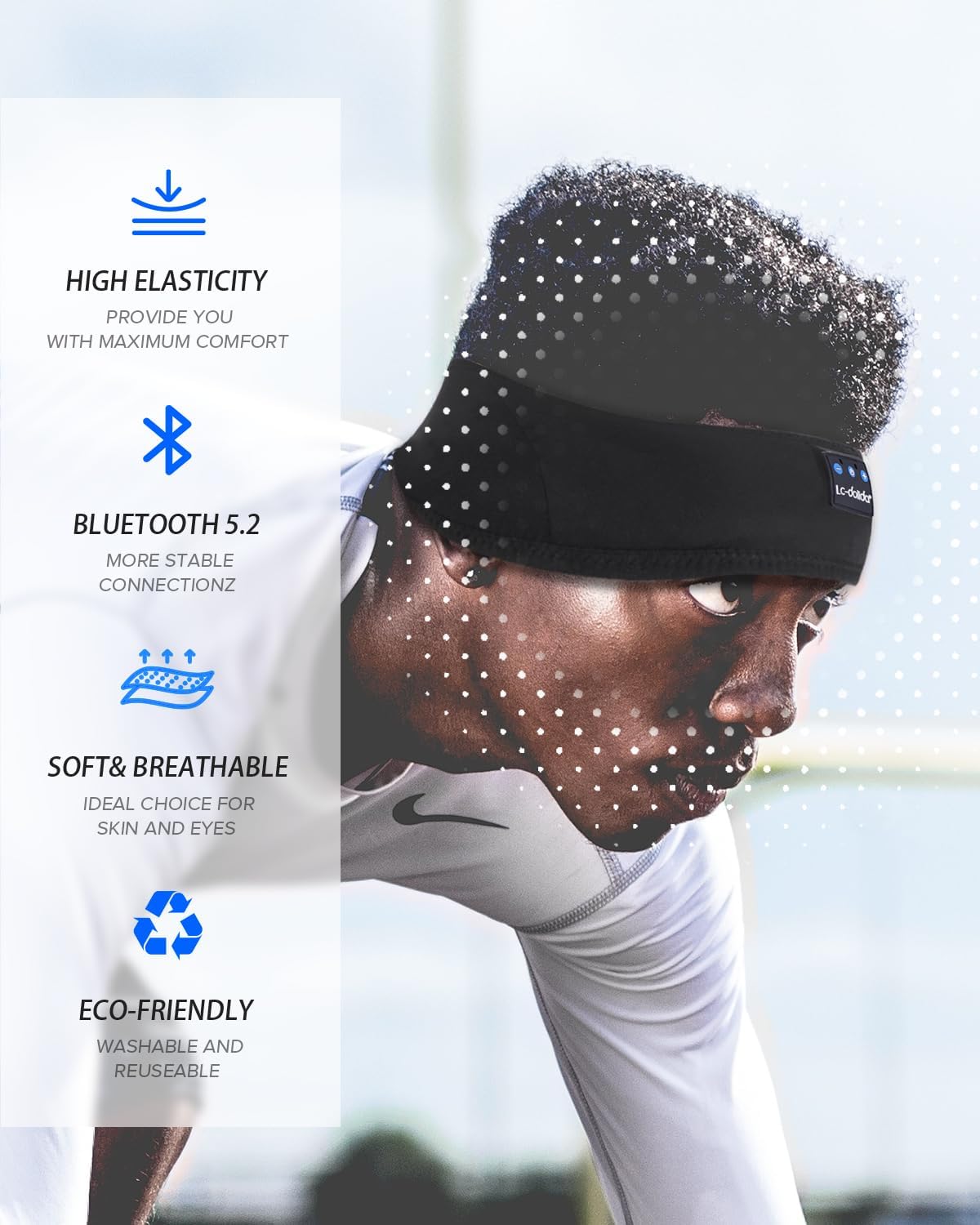 LC-dolida Headband Headphones Bluetooth Headband, Sleep Headphones Wireless Bluetooth with Ultra-Thin HD Stereo Speaker, Sleep Headband Earphones for Workout Yoga Insomnia Meditation Gifts