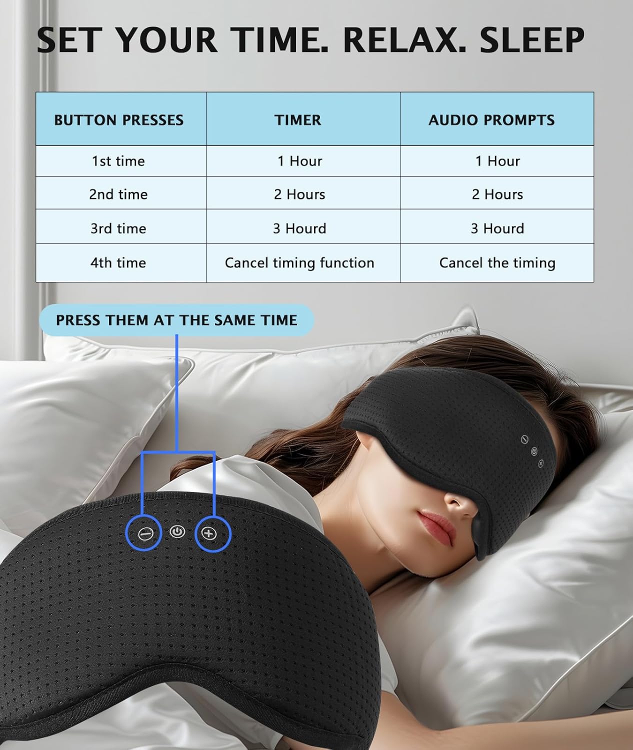 LC-dolida Sleep Headphones Bluetooth 5.4 3D Sleep Mask, up to 15-Hour Stand-by Bluetooth Eye Masks, Wireless Earphones Eye Mask for Sleeping,Cool Tech Gadget Travel Essentials 2 Replaceable 3D Eye Cup pads