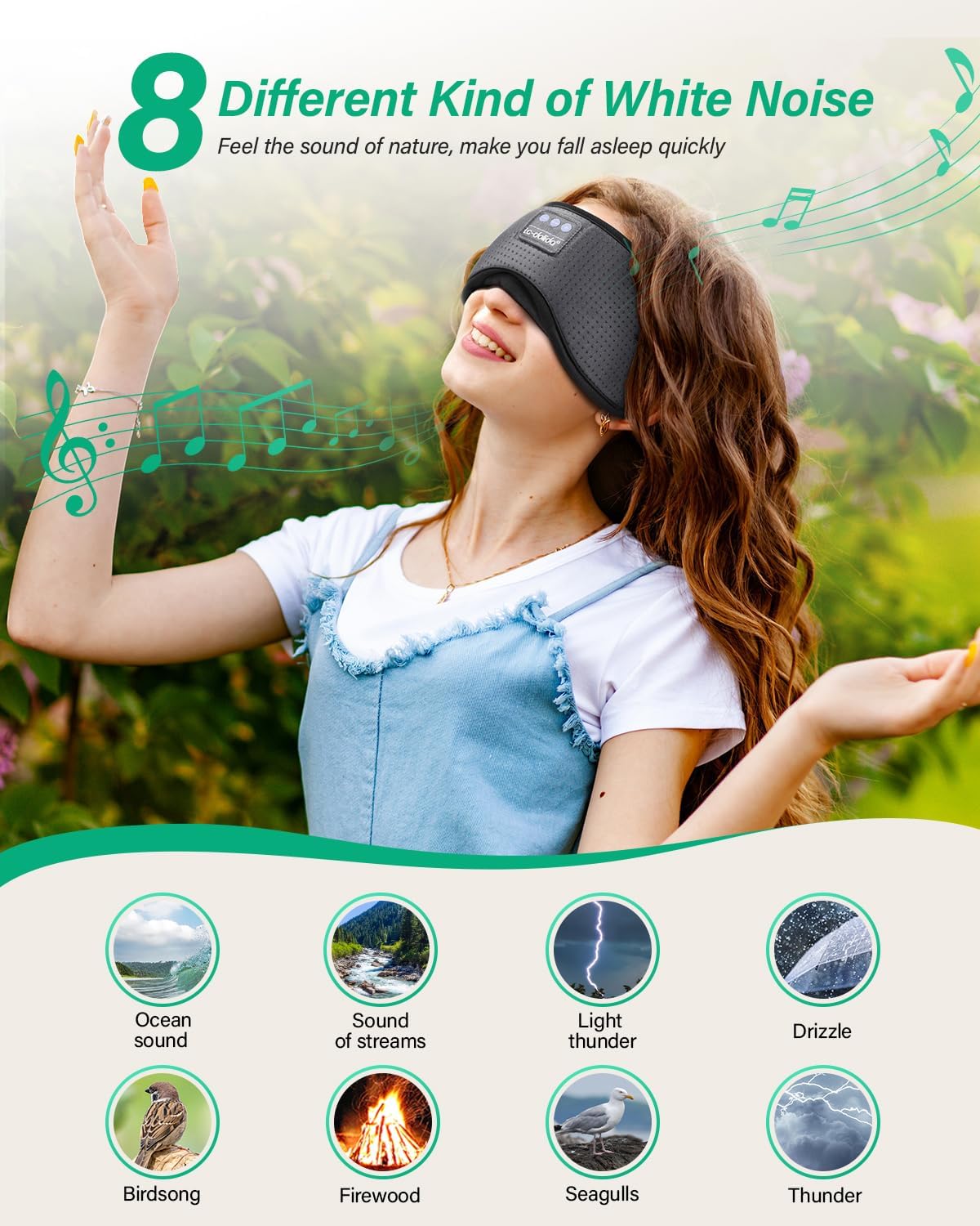 LC-dolida Sleep Headphones, White Noise Bluetooth Sleep Mask 3D Breathable Wireless Eye Mask for Timing, Sleep Mask with Bluetooth Headphones for Side Sleepers Travel,Cool Gadgets for Women Men(Grey)