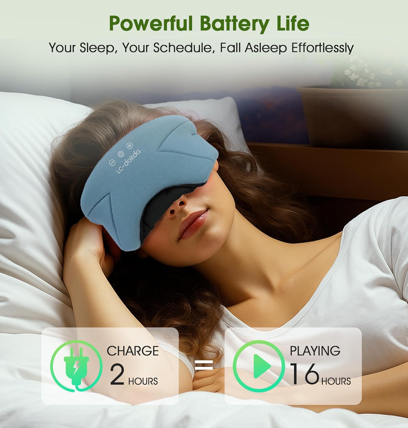 LC-dolida Sleep Mask with Headphones Bluetooth 5.4, LC-dolida Wireless Music Eye Mask for Sleeping Headphones with Soft Bamboo Cotton Cooling Breathable,Ultra-Thin Stereo Speaker for Side Sleepers-Ash Blue
