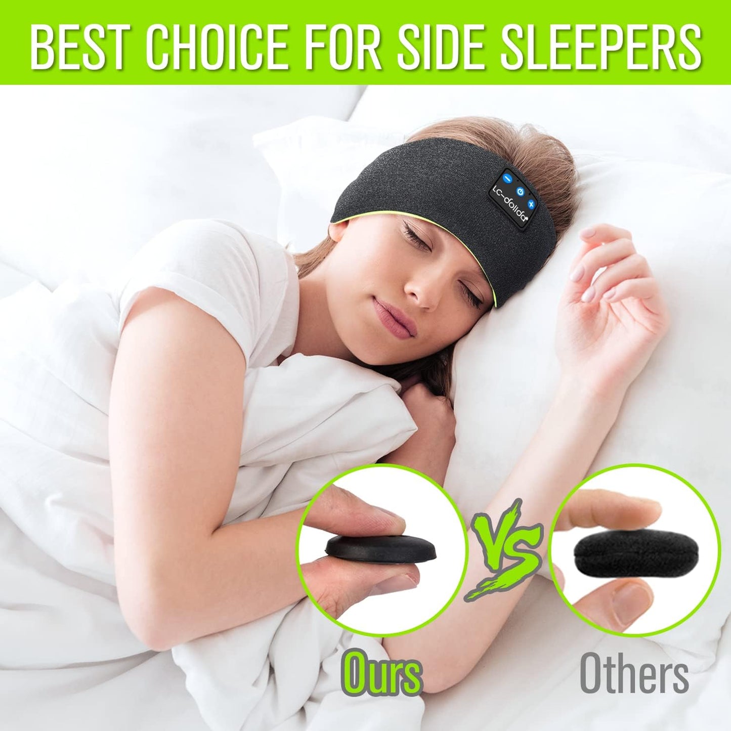 LC-dolida Sleep Headphones Bluetooth Headband, Wireless Earphones Built-in Speakers for Side Sleepers, Sleep Earbuds Gifts for Men, Women, Kids & Teens