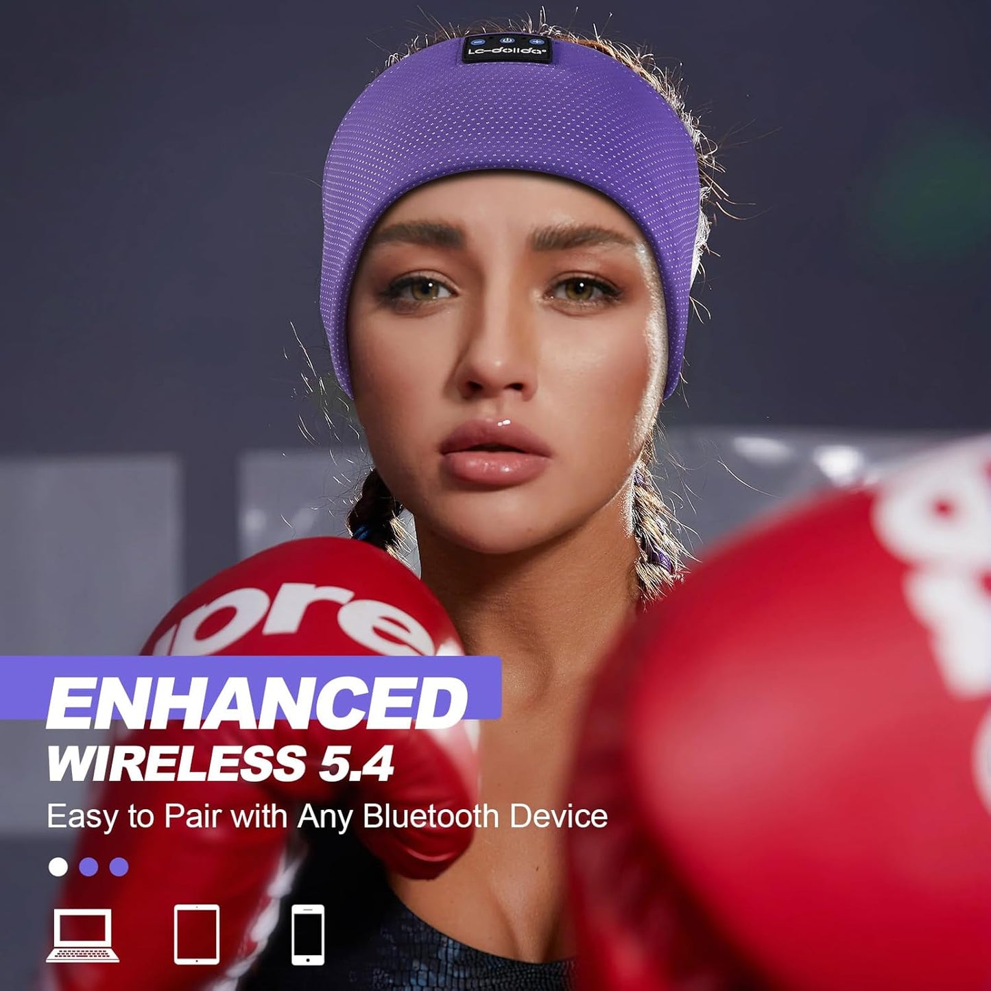 LC-dolida Sleep Headphones Bluetooth 5.4, Headband Headphones Earphones Wireless, Sleep Mask for Sleeping, Sports, Gifts, Workout, Jogging, Yoga,Insomnia, Air Travel, Meditation