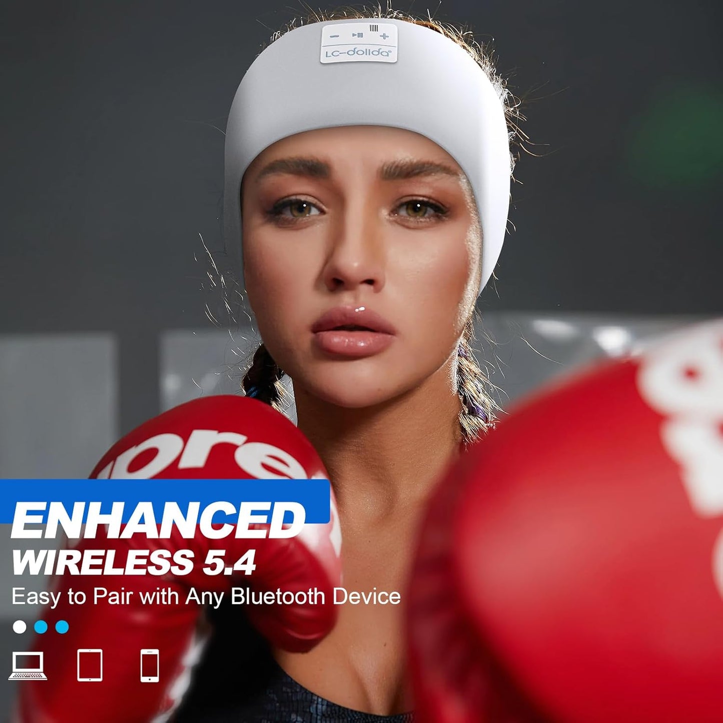 LC-dolida Sleep Headphones Bluetooth 5.2 | Headband Headphones Earphones Wireless | Sleep Mask for Sleeping, Sports, Gifts, Workout, Jogging, Yoga,Insomnia, Air Travel, Meditation