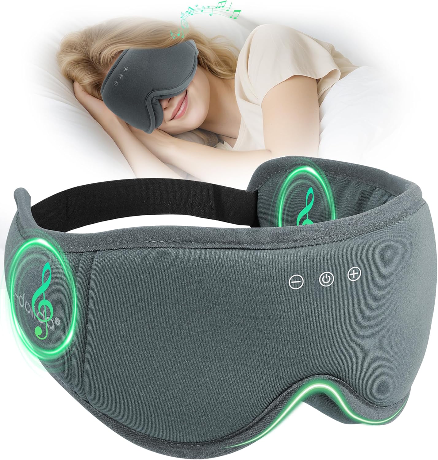 LC-dolida Bamboo Cotton Sleep Mask,5.4 Bluetooth Eye Mask,Sleep Headphones,Ideal for Travel,Night Work,Napping,Side Sleeping and Office Use for Both Men and Women(Blue)