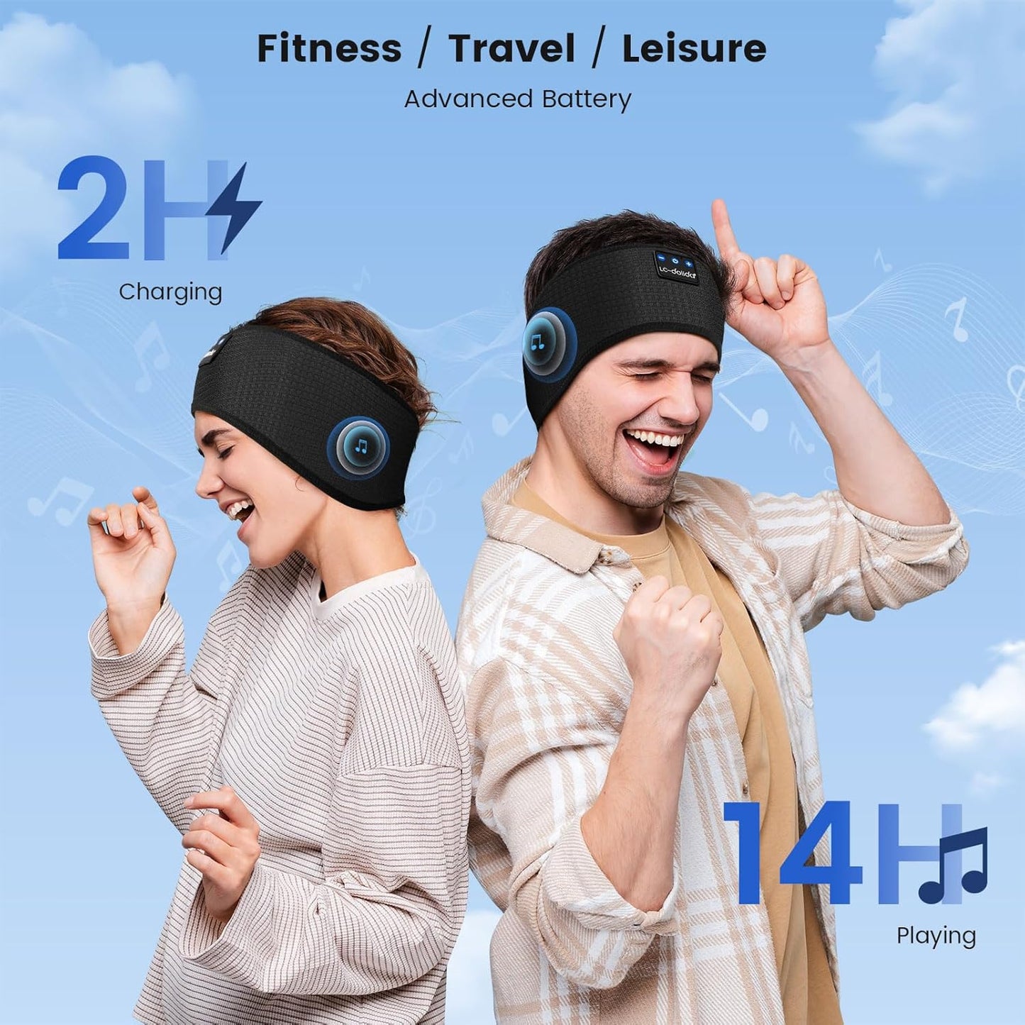 Cuffie per dormire LC-dolida Bluetooth, cuffie per dormire wireless con altoparlanti stereo HD sottili, perfette per chi dorme su un fianco, sport, viaggi, regali migliori per uomini e donne.