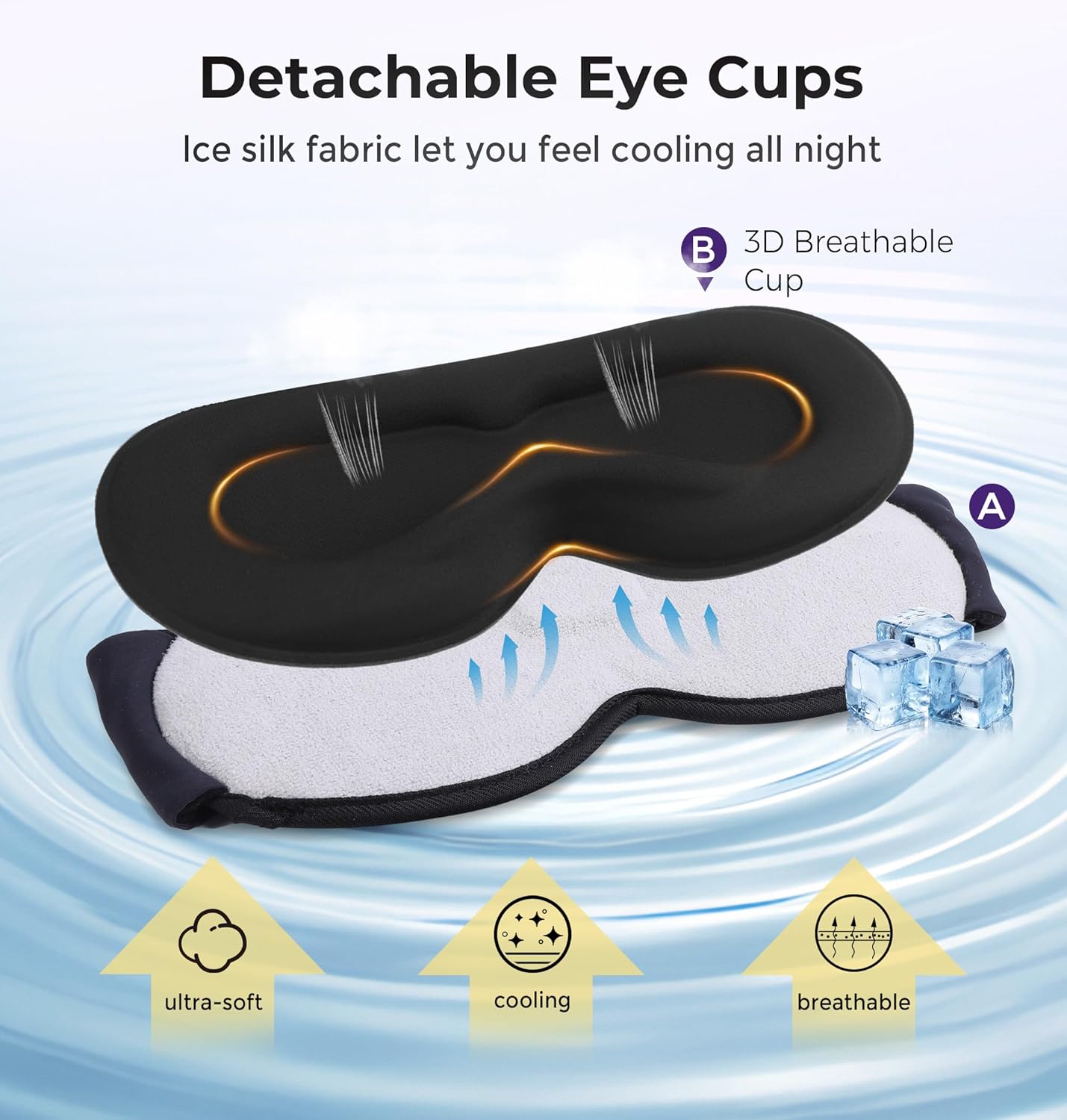 LC-dolida Sleep Mask Headphones with Bluetooth 5.4, Detachable 3D Eye Cups for Zero Pressure Comfort, Cooling Breathable Bluetooth Eye Mask for Side Sleepers, Gifts for Men Women