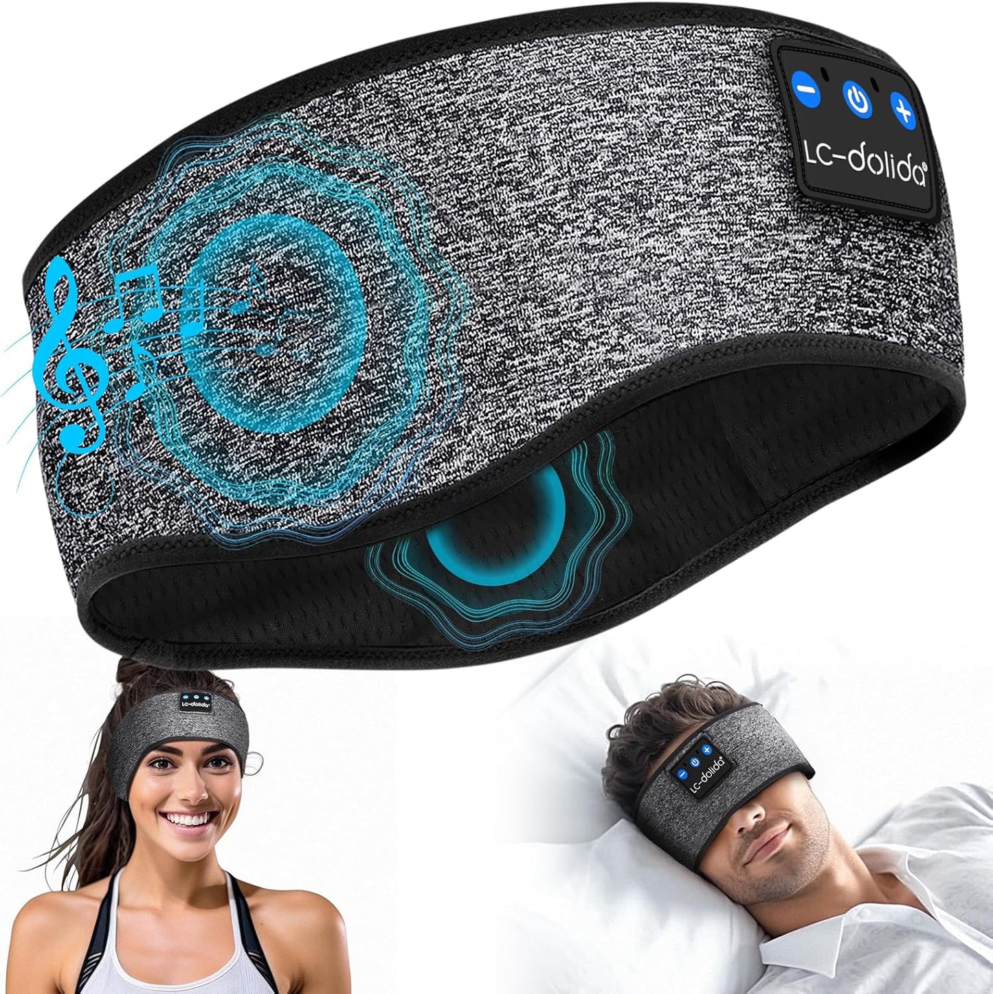 LC-dolida Sleep Headphones Bluetooth, Sleep Headphones Sleep with Thin HD Stereo Speakers Perfect for Side Sleepers, Sport, Yoga, Travel Best Gift Ideas Perfect for Sports