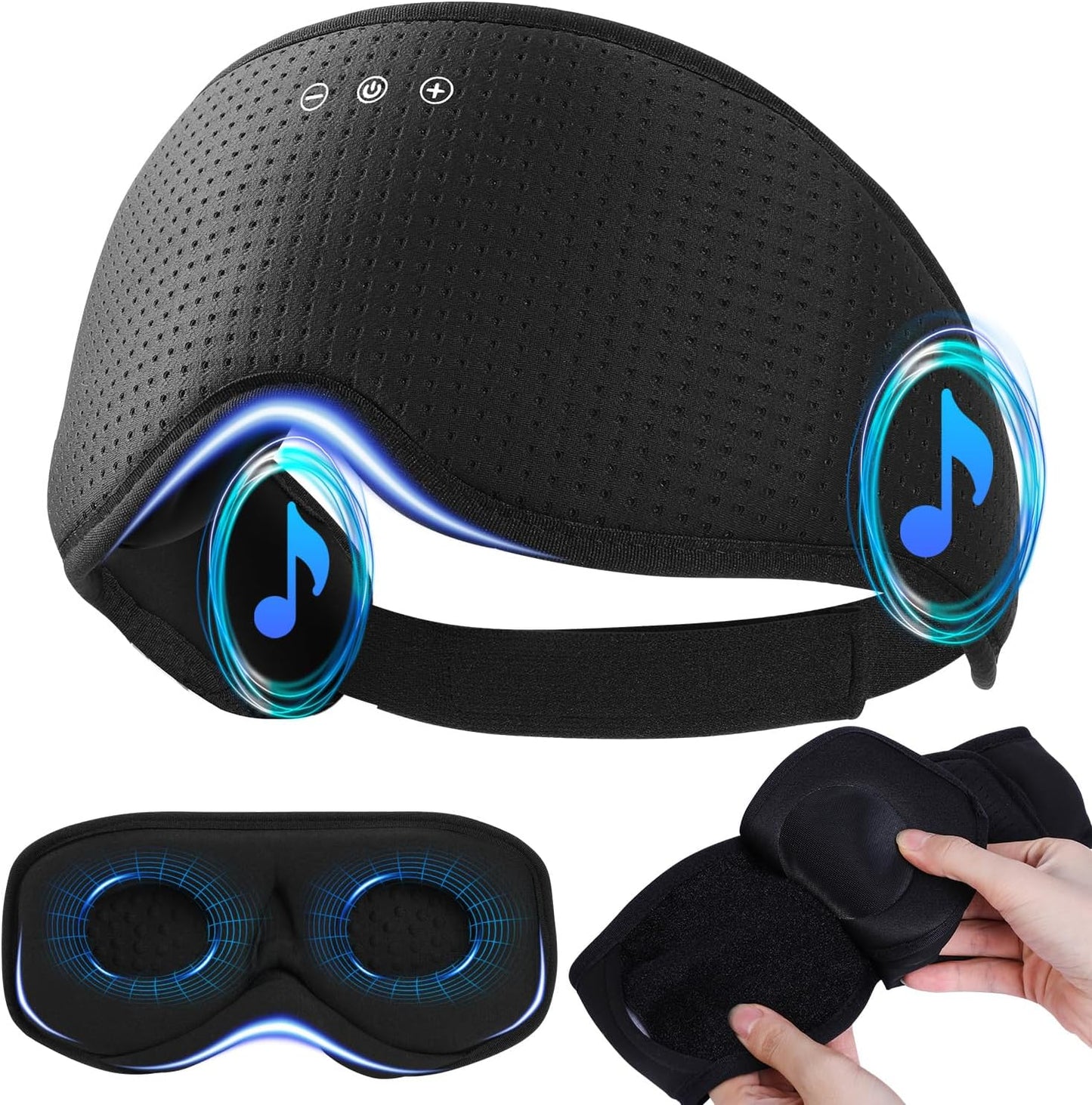 LC-dolida Sleep Headphones Bluetooth 5.4 3D Sleep Mask, up to 15-Hour Stand-by Bluetooth Eye Masks, Wireless Earphones Eye Mask for Sleeping,Cool Tech Gadget Travel Essentials 2 Replaceable 3D Eye Cup pads