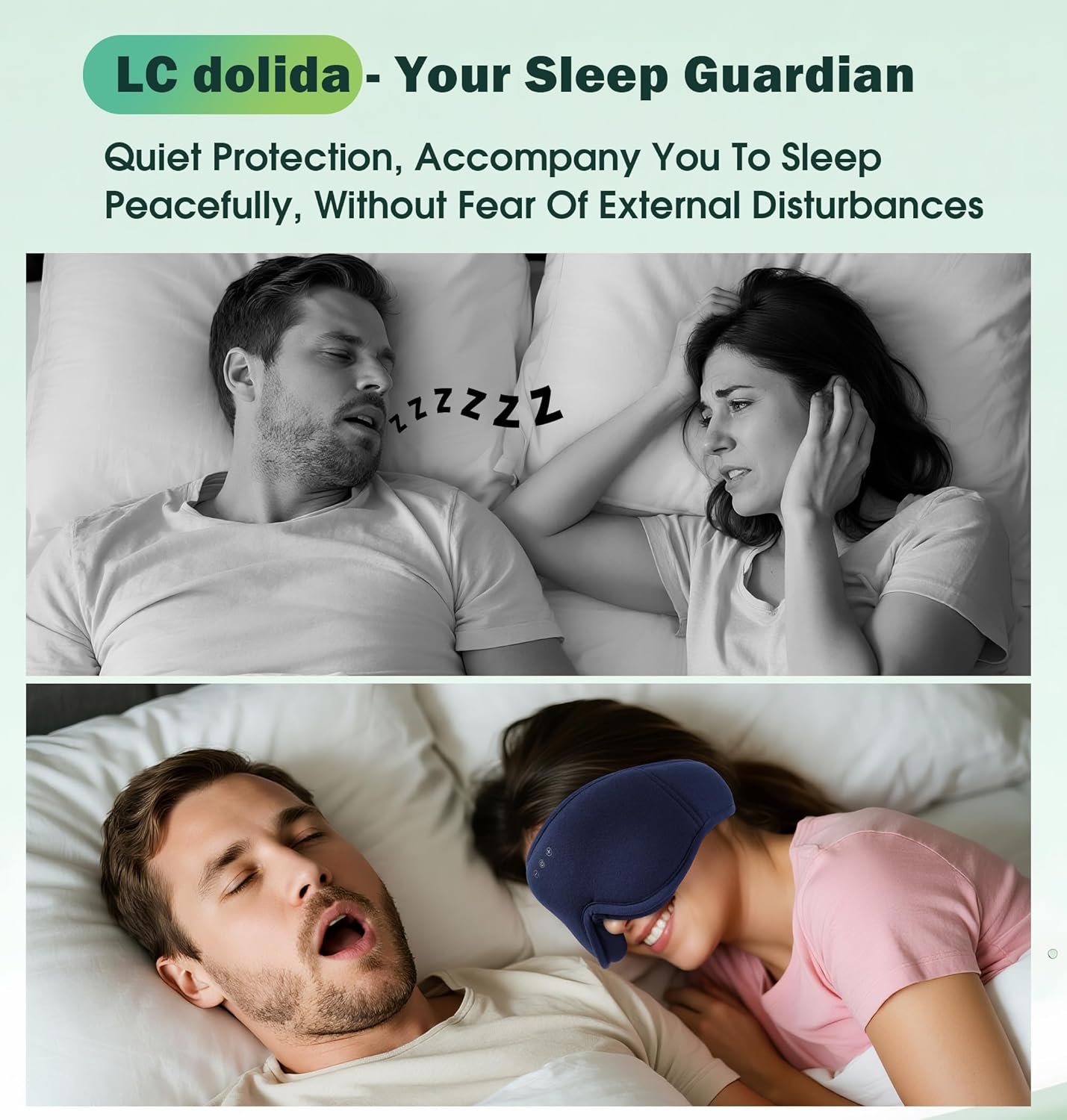 LC-dolida Bamboo Cotton Sleep Mask,5.4 Bluetooth Eye Mask,Sleep Headphones,Ideal for Travel,Night Work,Napping,Side Sleeping and Office Use for Both Men and Women(Blue)