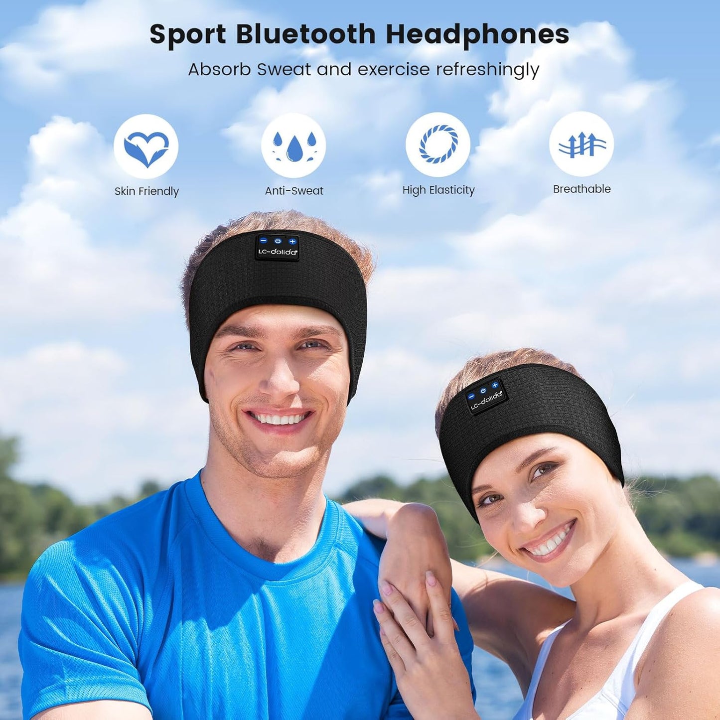 Cuffie per dormire LC-dolida Bluetooth, cuffie per dormire wireless con altoparlanti stereo HD sottili, perfette per chi dorme su un fianco, sport, viaggi, regali migliori per uomini e donne.