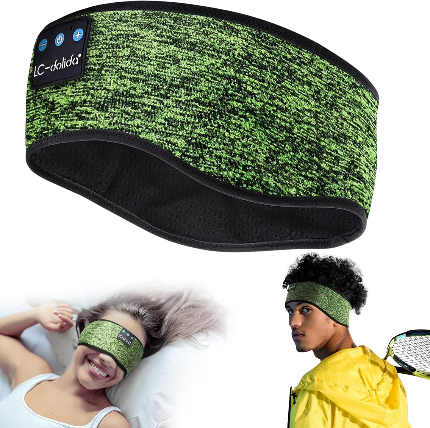 LC-dolida Sleep Headphones Bluetooth Headband Sleeping Wireless Headband Headphones with Thin HD Stereo Speakers Perfect for Side Sleepers, Sport, Yoga, Travel