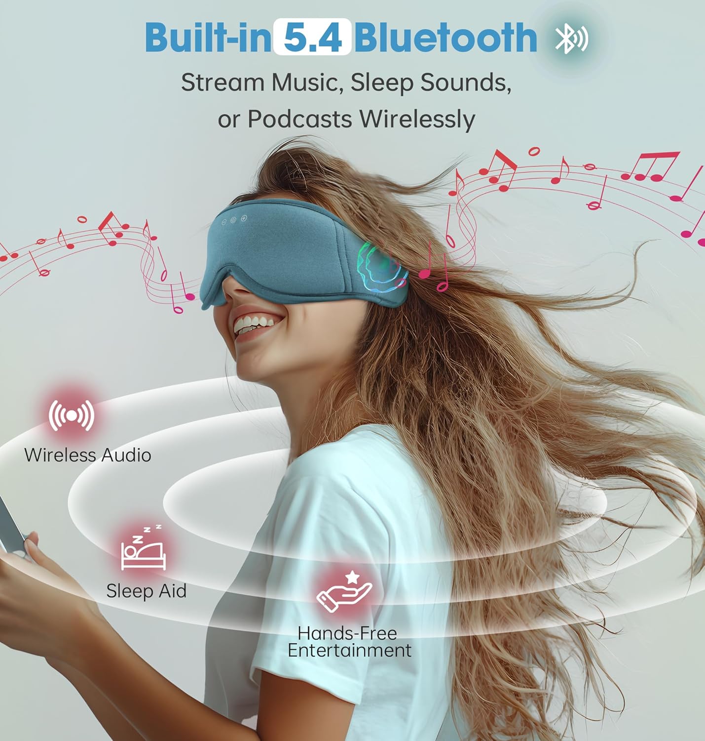 BambooCotton 3D Bluetooth Sleep Mask, LC-dolida 2025 New Sleep Headphones, Wireless Comfort, Sustainable Luxury for Better Sleep