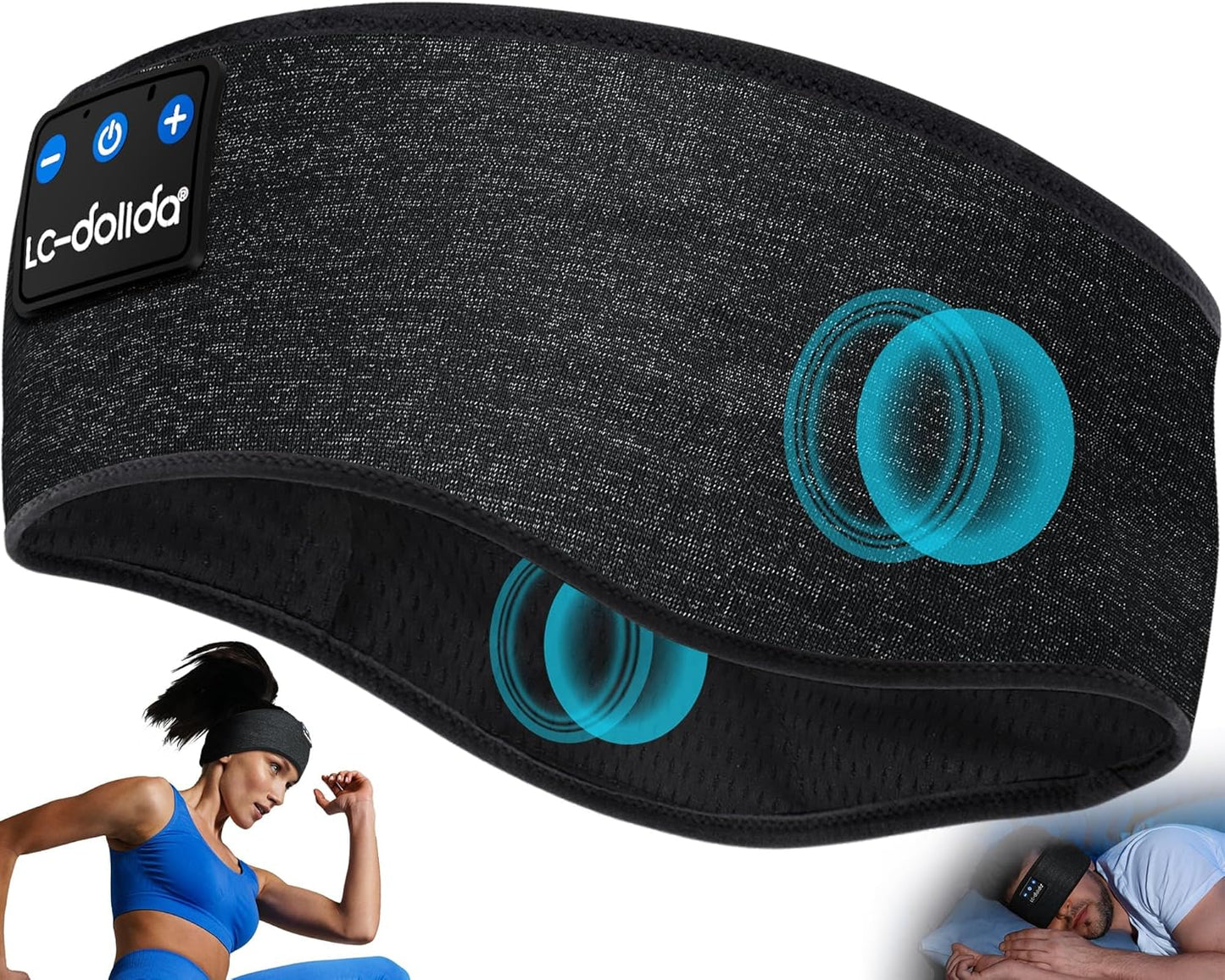 LC-dolida Sleep Headphones Bluetooth, Sleep Headphones Sleep with Thin HD Stereo Speakers Perfect for Side Sleepers, Sport, Yoga, Travel Best Gift Ideas Perfect for Sports