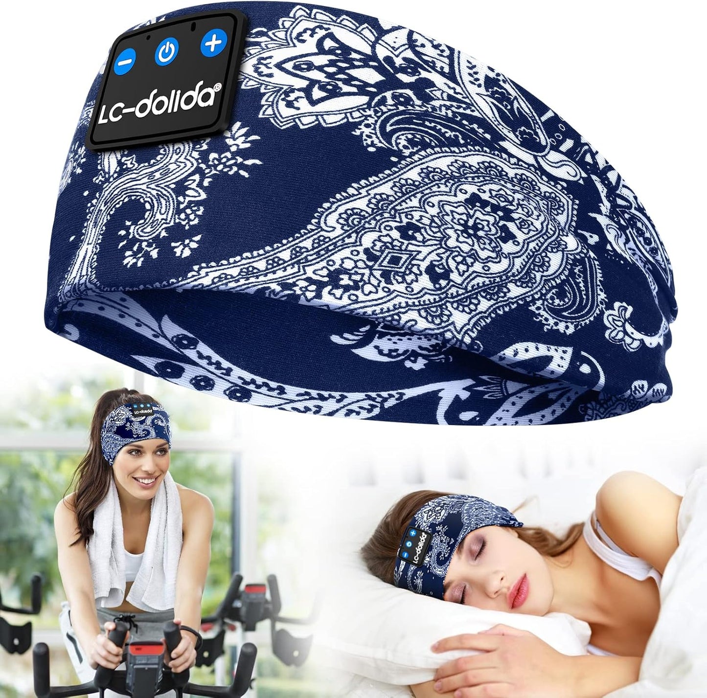 LC-dolida Sleep Headphones Bluetooth, Sleep Headphones Sleep with Thin HD Stereo Speakers Perfect for Side Sleepers, Sport, Yoga, Travel Best Gift Ideas Perfect for Sports