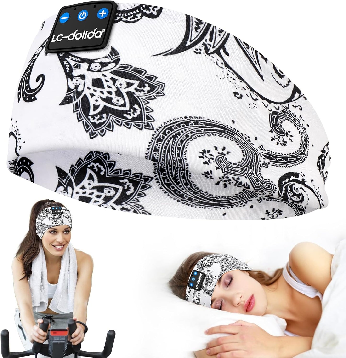LC-dolida Sleep Headphones Bluetooth, Sleep Headphones Sleep with Thin HD Stereo Speakers Perfect for Side Sleepers, Sport, Yoga, Travel Best Gift Ideas Perfect for Sports
