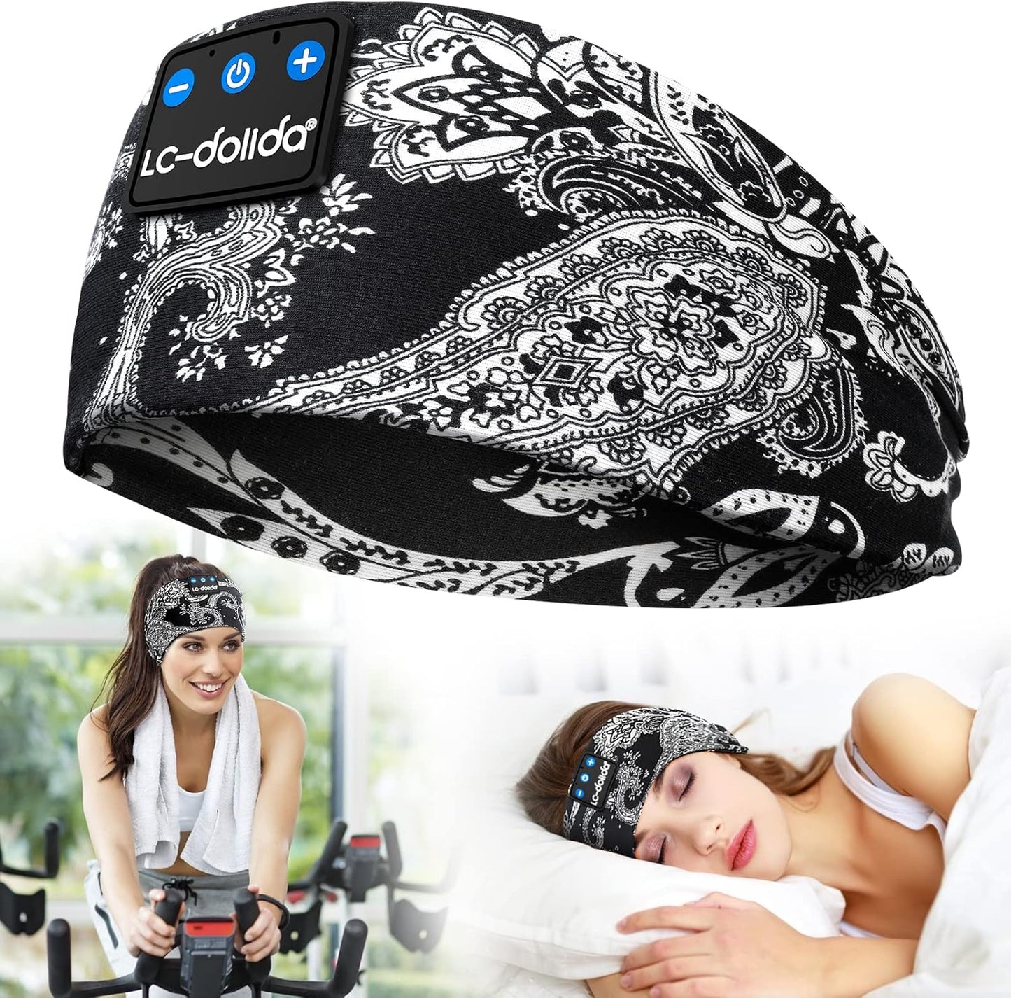 LC-dolida Sleep Headphones Bluetooth, Sleep Headphones Sleep with Thin HD Stereo Speakers Perfect for Side Sleepers, Sport, Yoga, Travel Best Gift Ideas Perfect for Sports