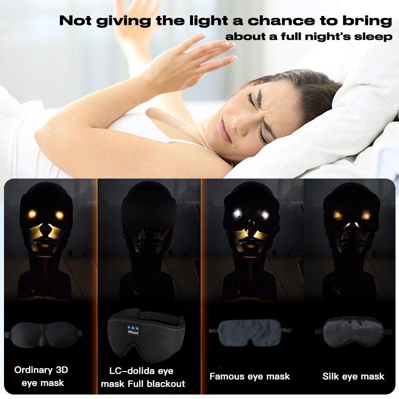 LC-dolida Sleeping Headphones for Side Sleepers Headband Sleep Mask with Bluetooth Headphones Ultra-Thin Stereo Sleep Mask Bluetooth Wireless Music Eye Mask