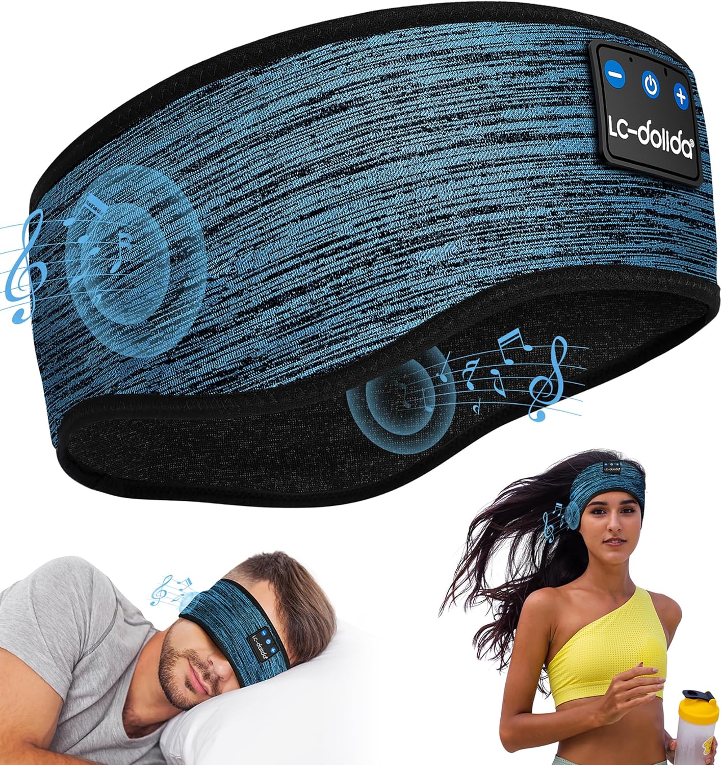 LC-dolida Sleep Headphones Bluetooth, Sleep Headphones Sleep with Thin HD Stereo Speakers Perfect for Side Sleepers, Sport, Yoga, Travel Best Gift Ideas Perfect for Sports