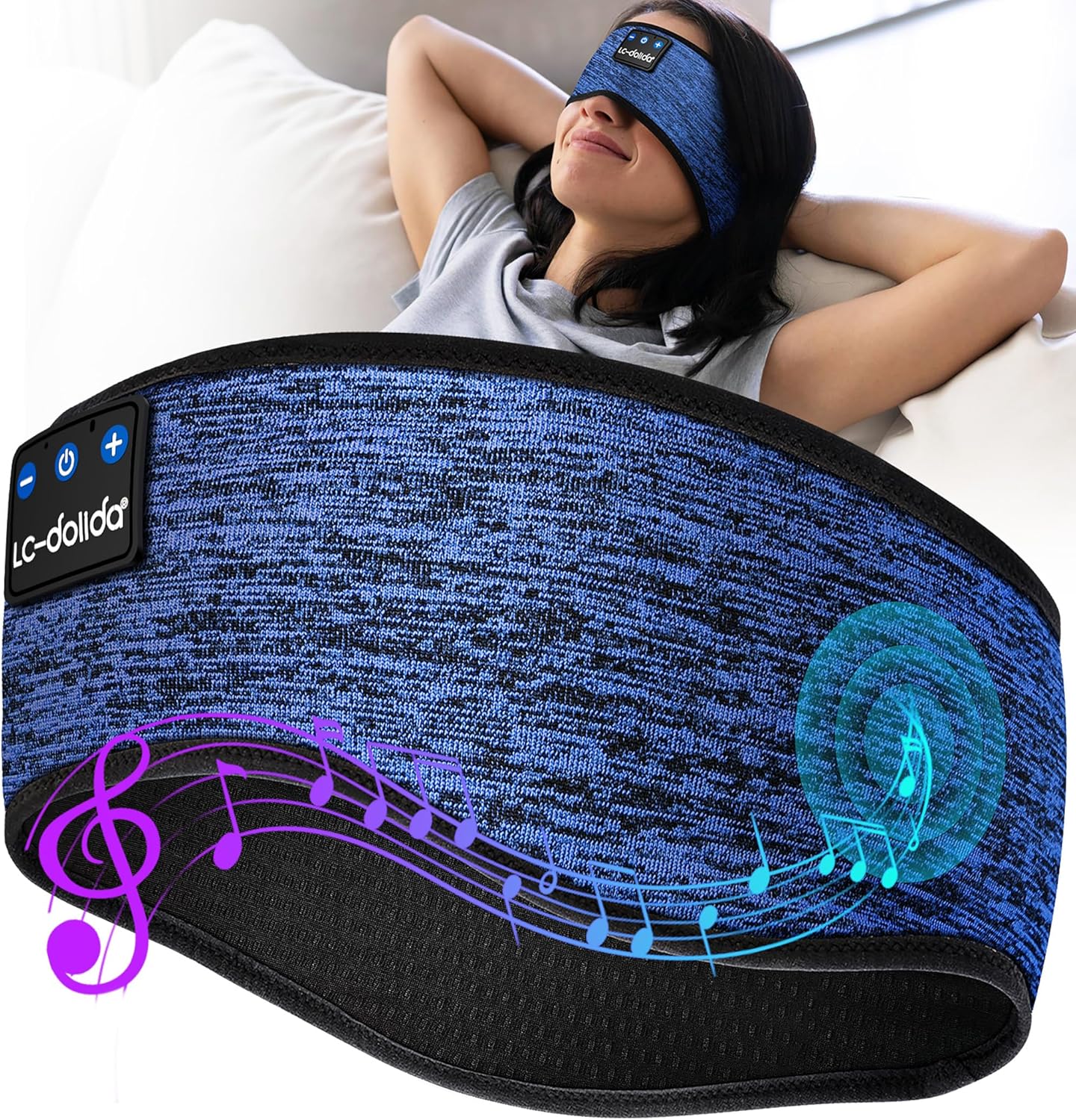 LC-dolida Sleep Headphones Bluetooth, Sleep Headphones Sleep with Thin HD Stereo Speakers Perfect for Side Sleepers, Sport, Yoga, Travel Best Gift Ideas Perfect for Sports