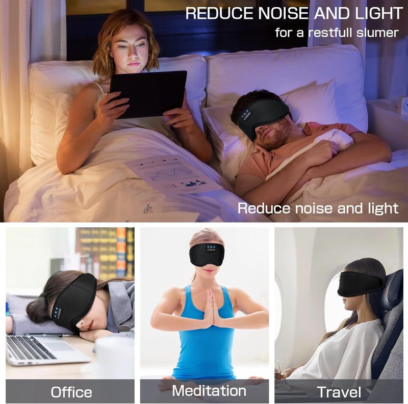 Sleep Mask with Bluetooth Headphones, Sleep Mask 3D Sleeping for Side Sleepers, Eye Cover Blindfold for Travel Nap Yoga, Black,Pink