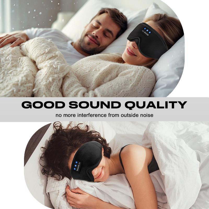 LC-dolida Sleeping Headphones for Side Sleepers Headband Sleep Mask with Bluetooth Headphones Ultra-Thin Stereo Sleep Mask Bluetooth Wireless Music Eye Mask