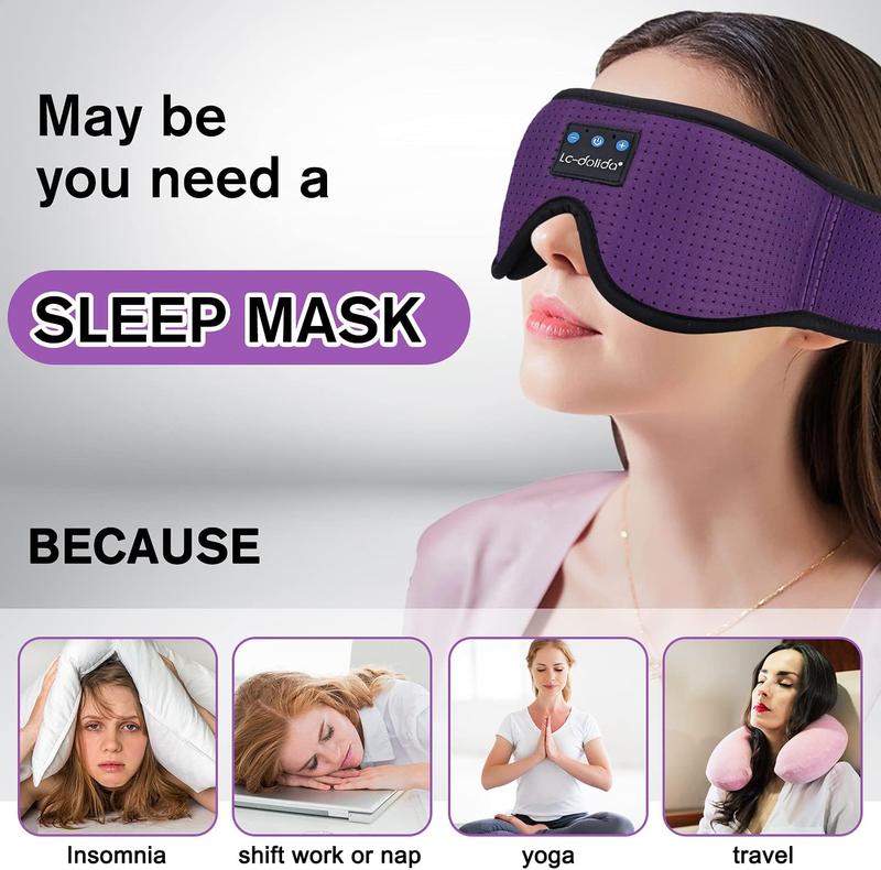 Silk Sleep Mask Bluetooth Wireless Music Eye Mask Sleeping Headphones for Side Sleepers Sleep Mask with Bluetooth Headphones