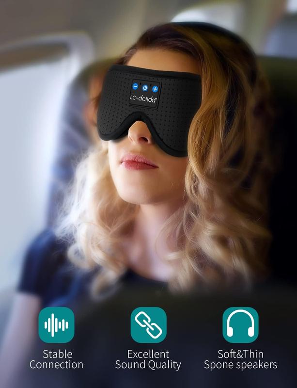 Sleep Mask with Bluetooth Headphones, Sleep Mask 3D Sleeping for Side Sleepers, Eye Cover Blindfold for Travel Nap Yoga, Black,Pink
