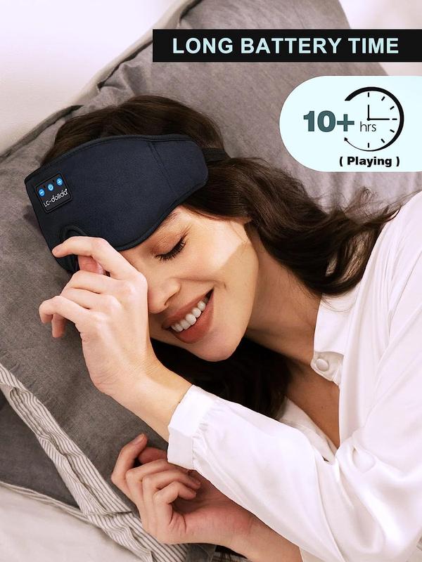 LC-dolida Sleeping Headphones for Side Sleepers Headband Sleep Mask with Bluetooth Headphones Ultra-Thin Stereo Sleep Mask Bluetooth Wireless Music Eye Mask