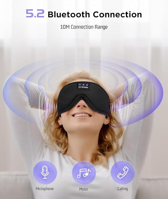 3D Sleep Mask with Bluetooth Headphones for Side Sleepers Comfortable Eye Mask for Travel, Nap, Yoga