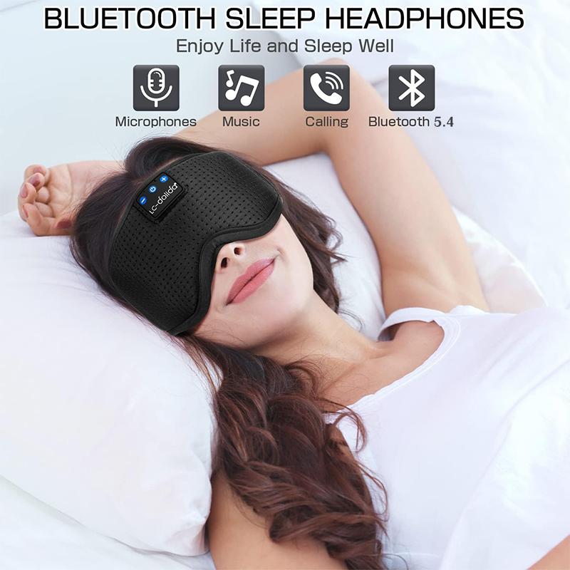 Sleep Mask with Bluetooth Headphones, Sleep Mask 3D Sleeping for Side Sleepers, Eye Cover Blindfold for Travel Nap Yoga, Black,Pink
